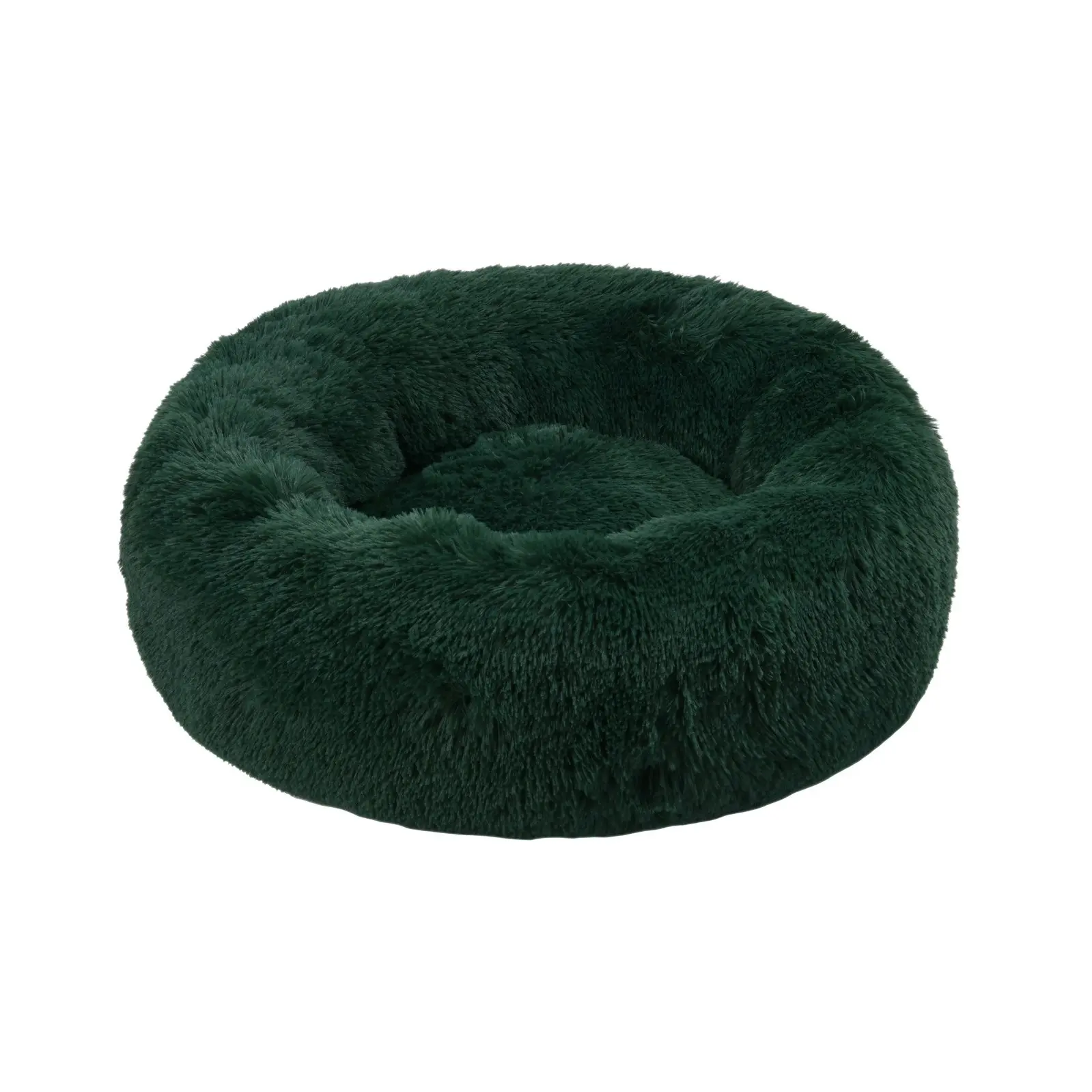 Charlie's Shaggy Faux Fur Round Calming Dog Bed Eden Green Medium