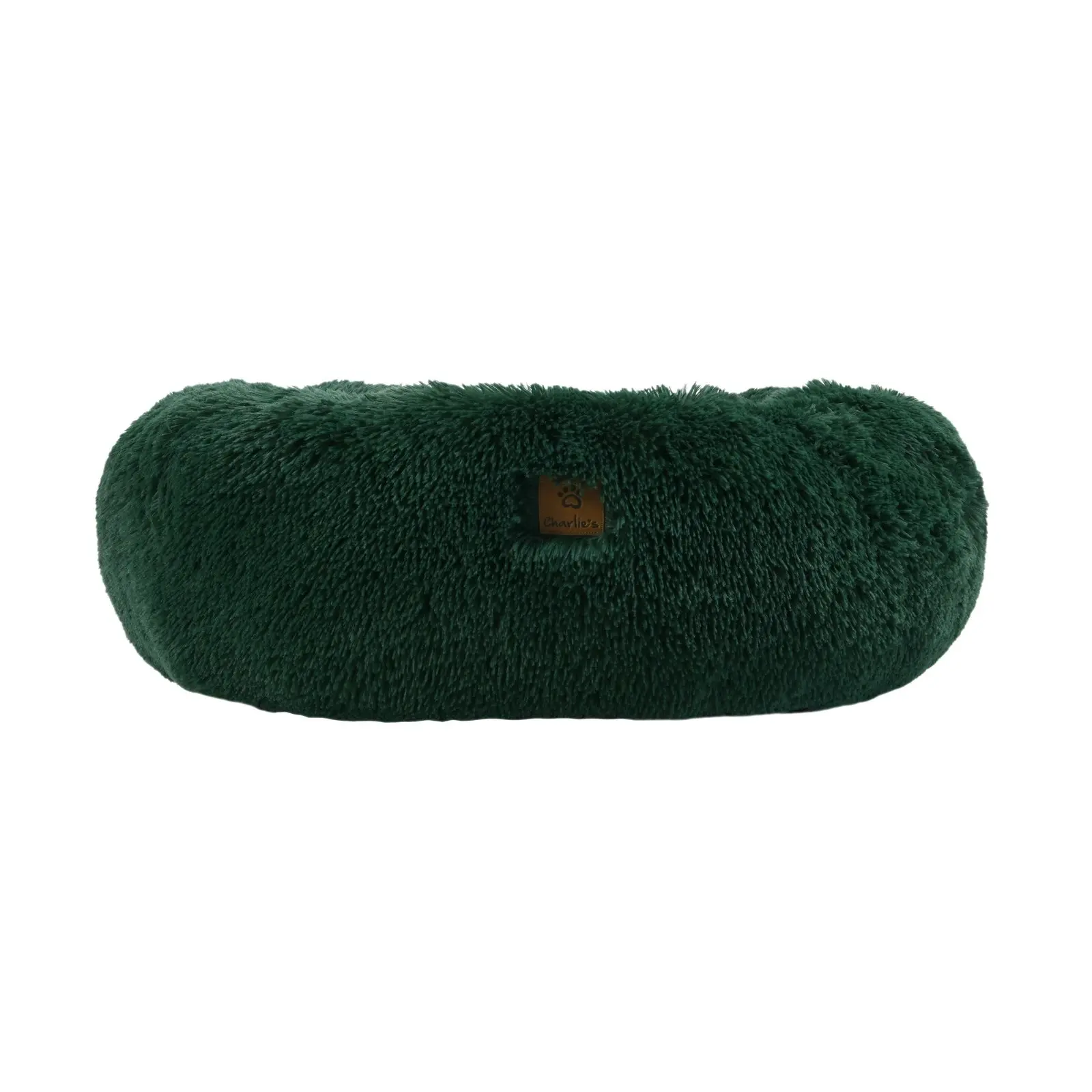 Charlie's Shaggy Faux Fur Round Calming Dog Bed Eden Green Medium