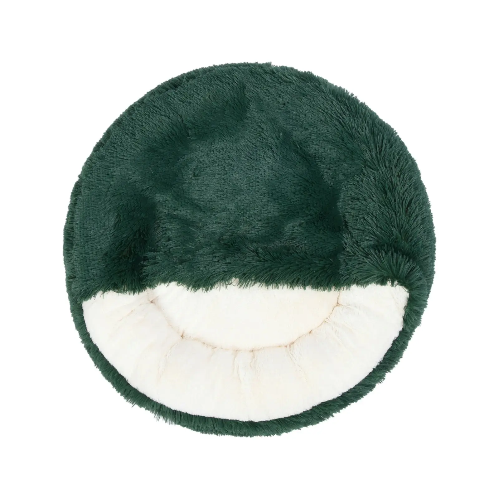 Charlie's Snookie Hooded Faux Fur Calming Dog Bed Eden Green Medium