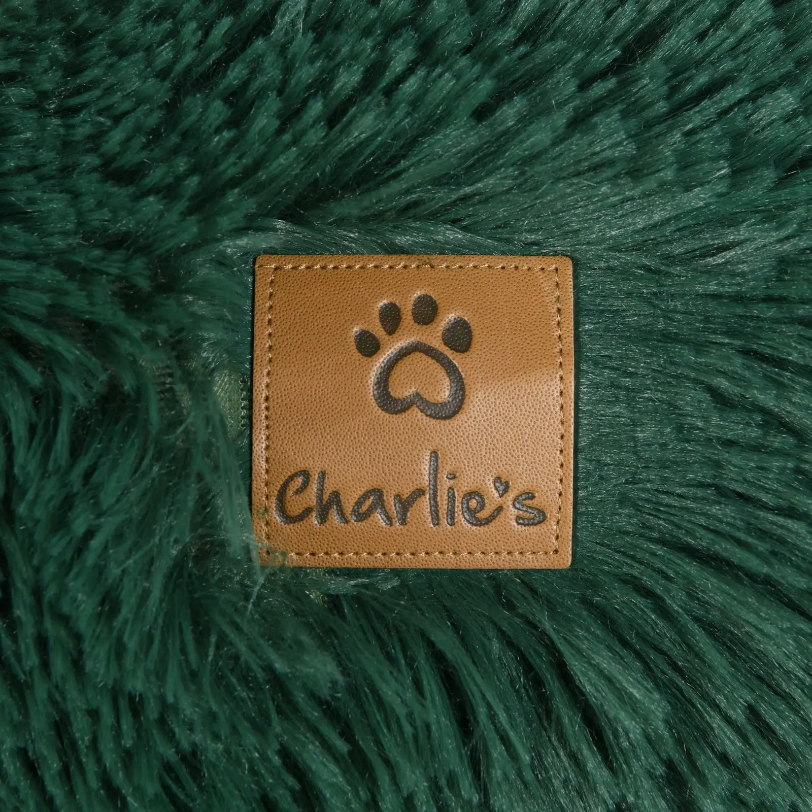 Charlie's Snookie Hooded Faux Fur Calming Dog Bed Eden Green Medium