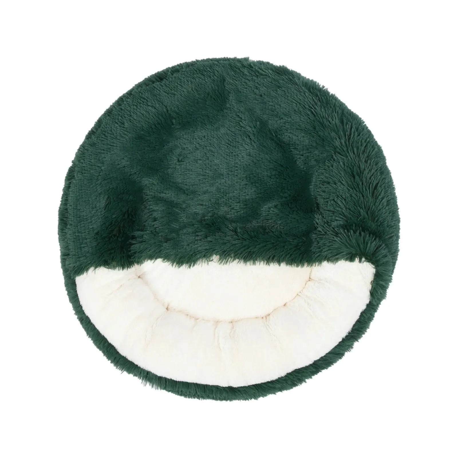 Charlie's Snookie Hooded Faux Fur Calming Dog Bed Eden Green Medium