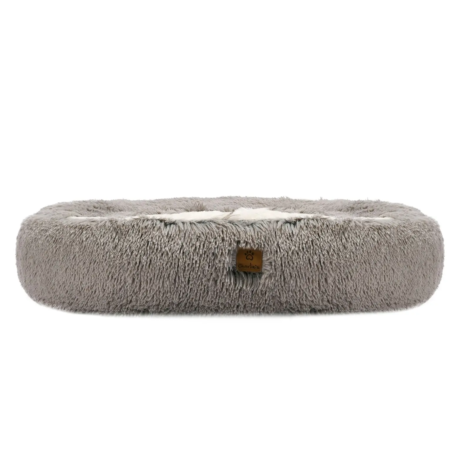 Charlie's Snookie Hooded Faux Fur Calming Dog Bed Grey Large