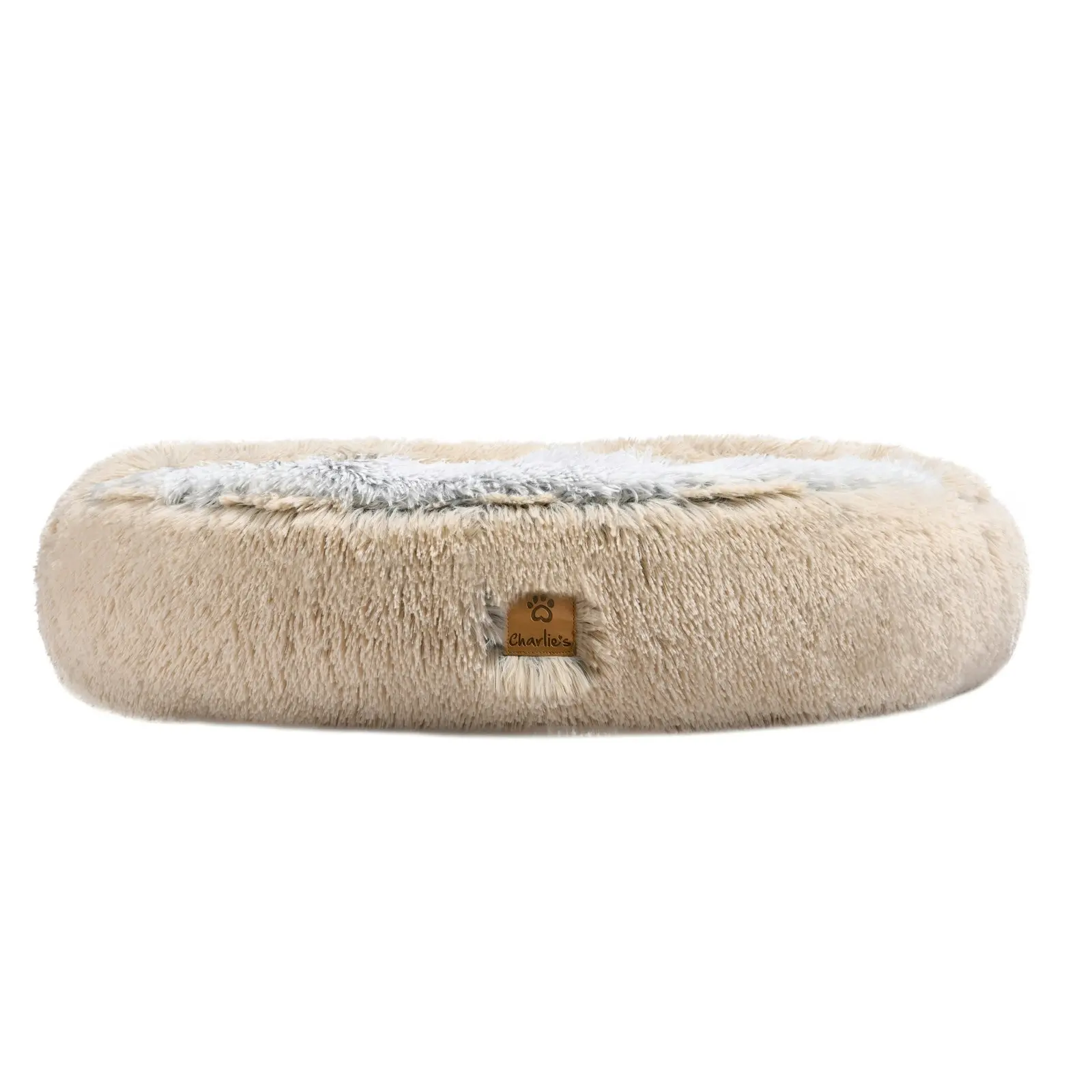 Charlie's Snookie Hooded Faux Fur Calming Dog Bed Cream Large