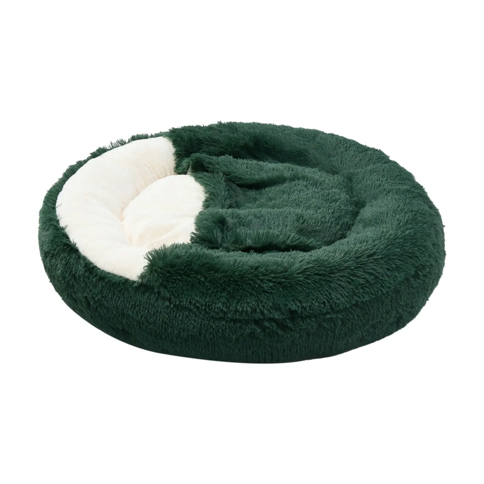 Charlie's Snookie Hooded Faux Fur Calming Dog Bed Eden Green Large