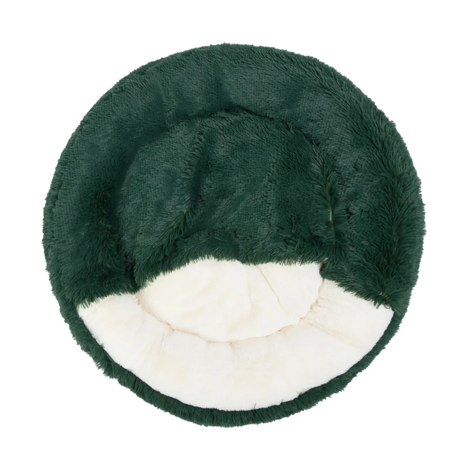 Charlie's Snookie Hooded Faux Fur Calming Dog Bed Eden Green Large