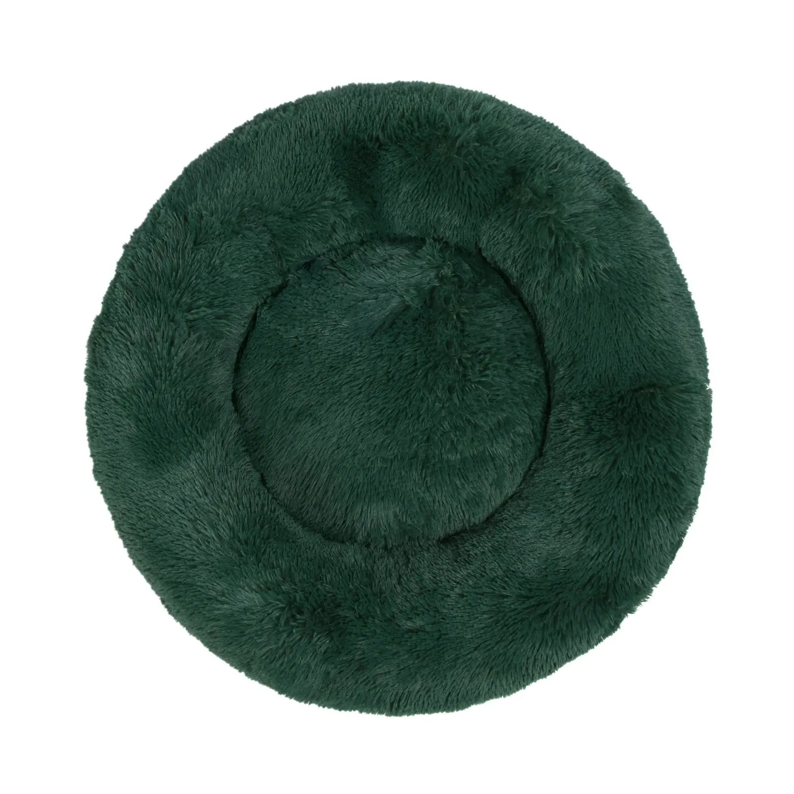 Charlie's Shaggy Faux Fur Round Calming Dog Bed Eden Green Large