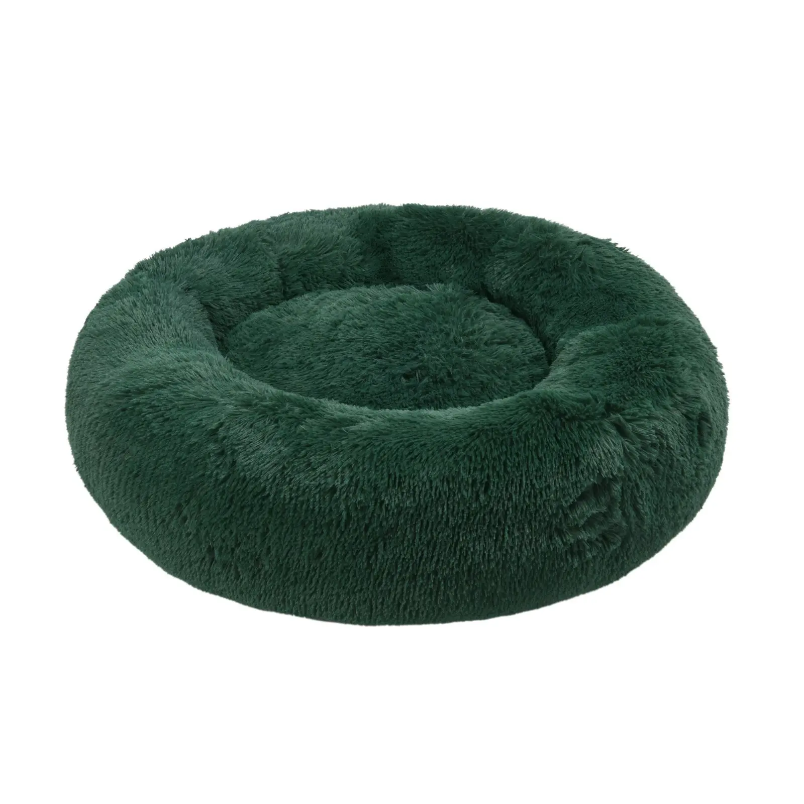 Charlie's Shaggy Faux Fur Round Calming Dog Bed Eden Green Large