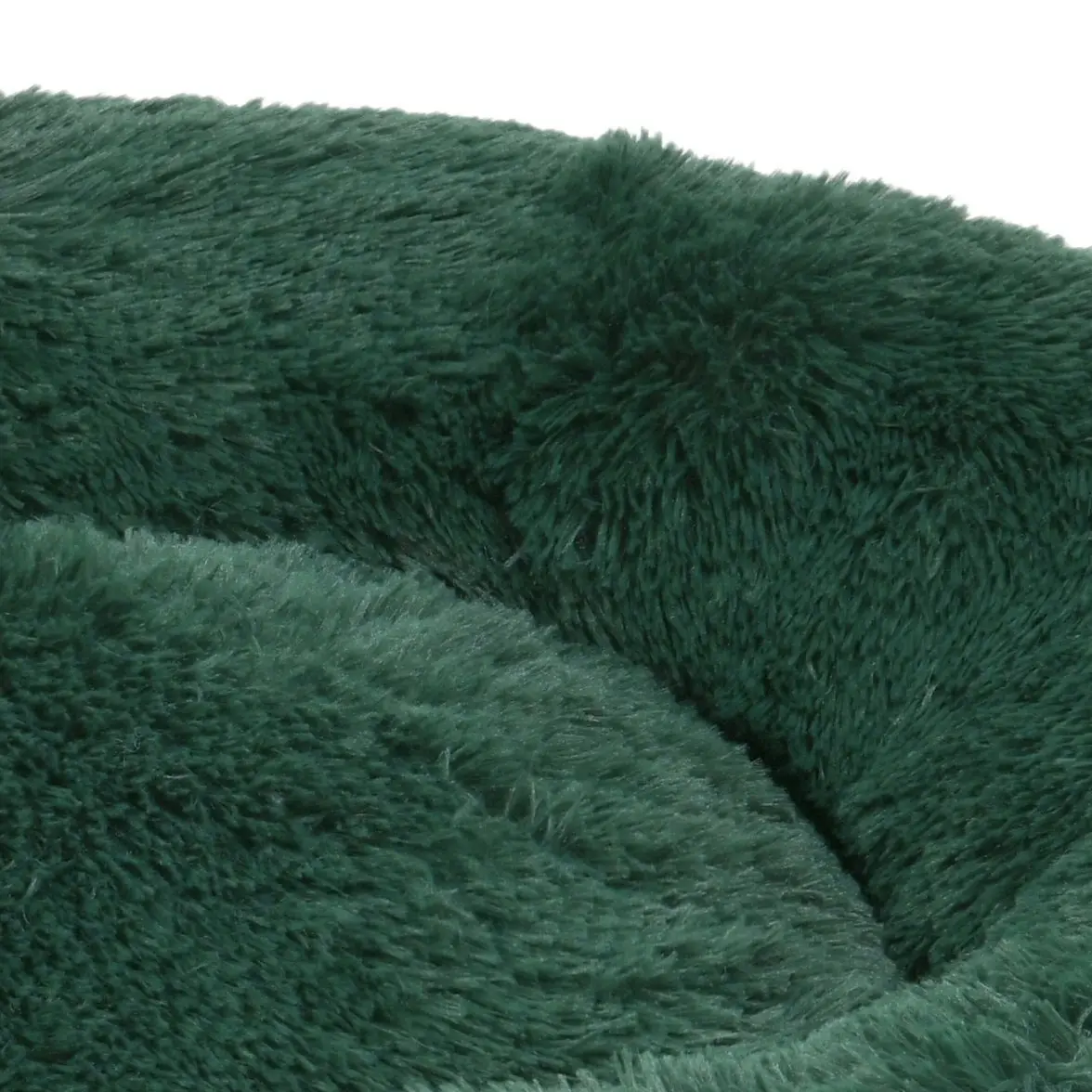 Charlie's Shaggy Faux Fur Round Calming Dog Bed Eden Green Large