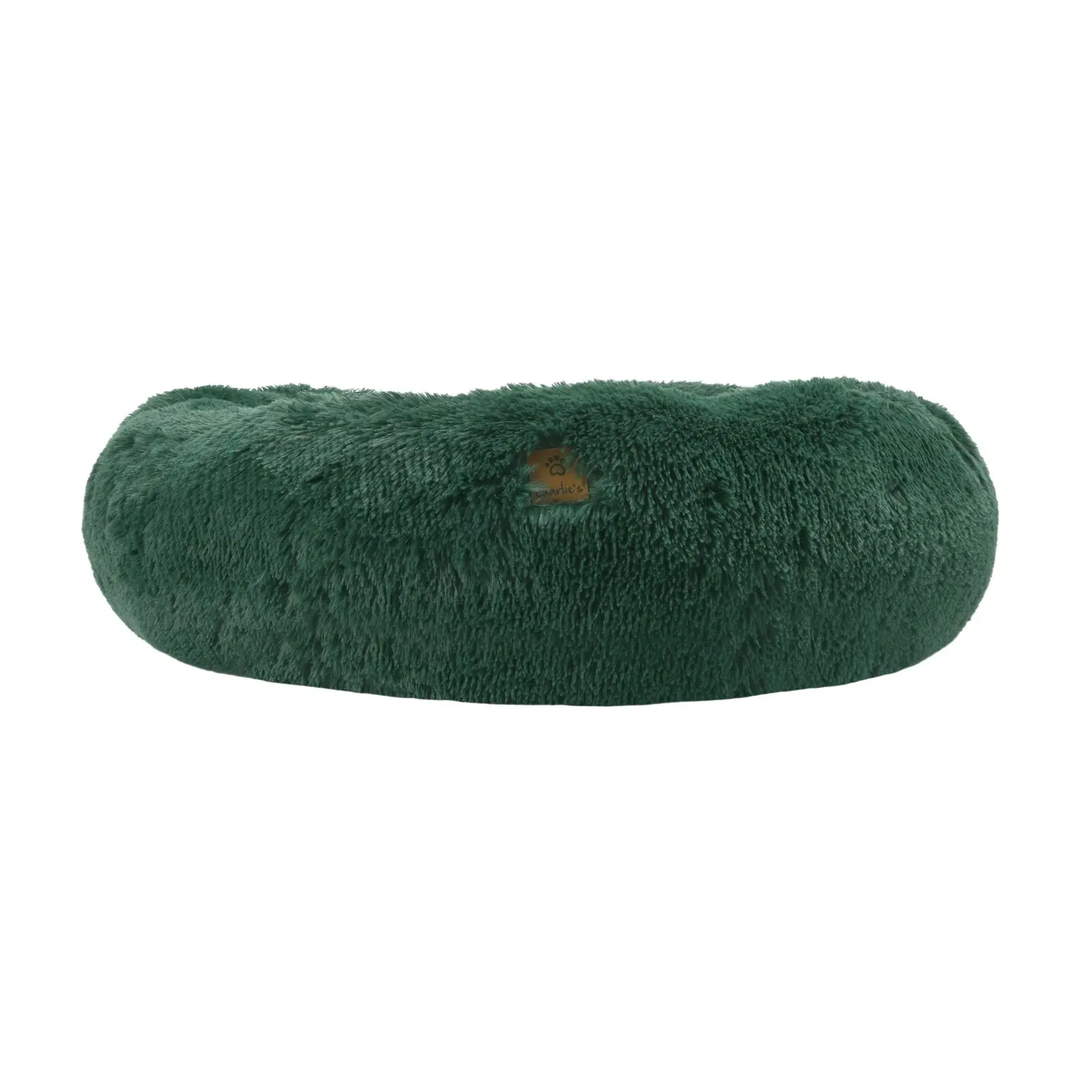 Charlie's Shaggy Faux Fur Round Calming Dog Bed Eden Green Large