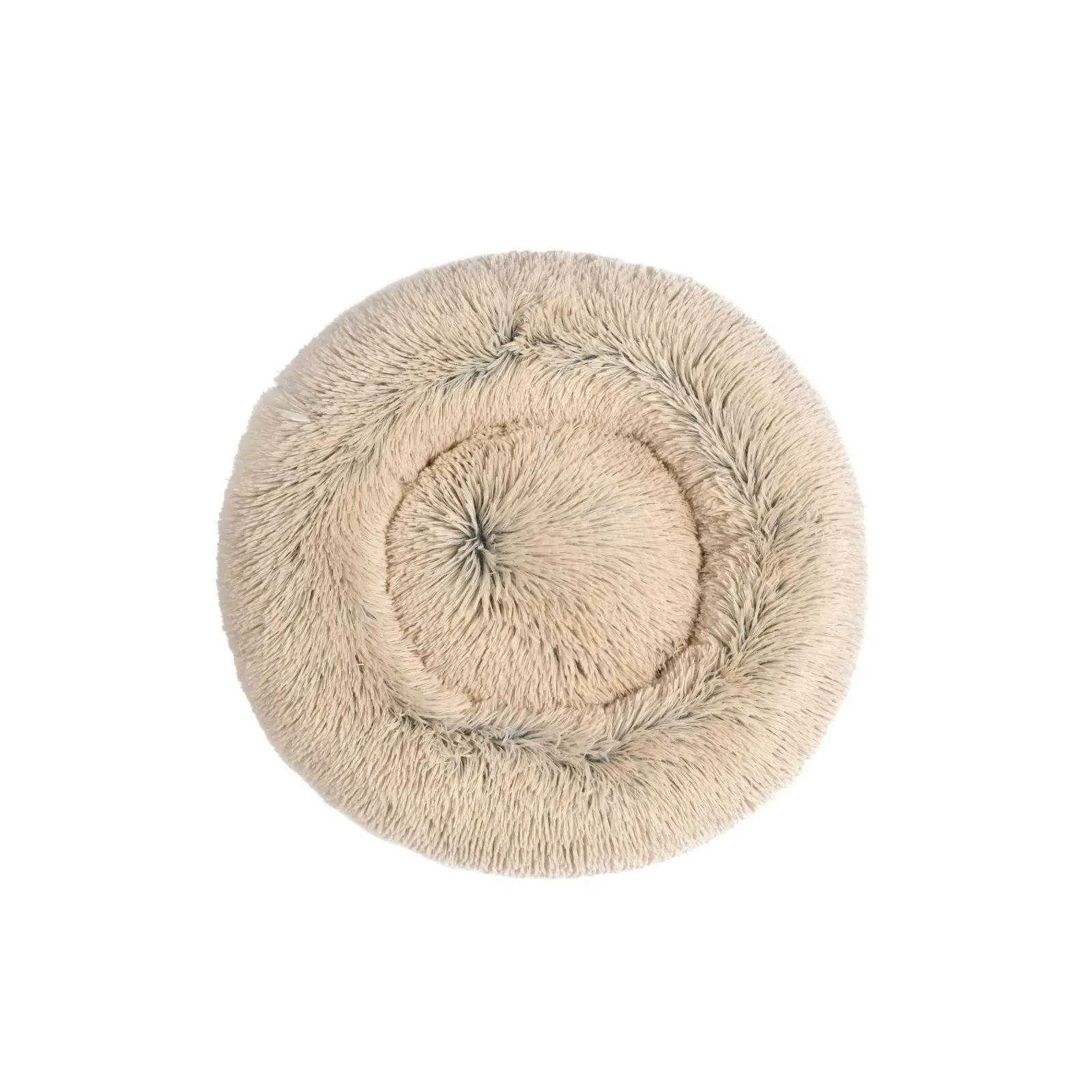 Charlie's Shaggy Faux Fur Donut Calming Pet Nest Bed Cream Chinchilla Small