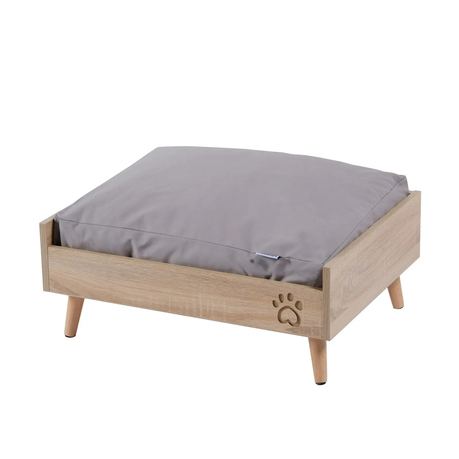 Charlie's Scandi Elevated Bed with Natural Frame & Grey Mattress