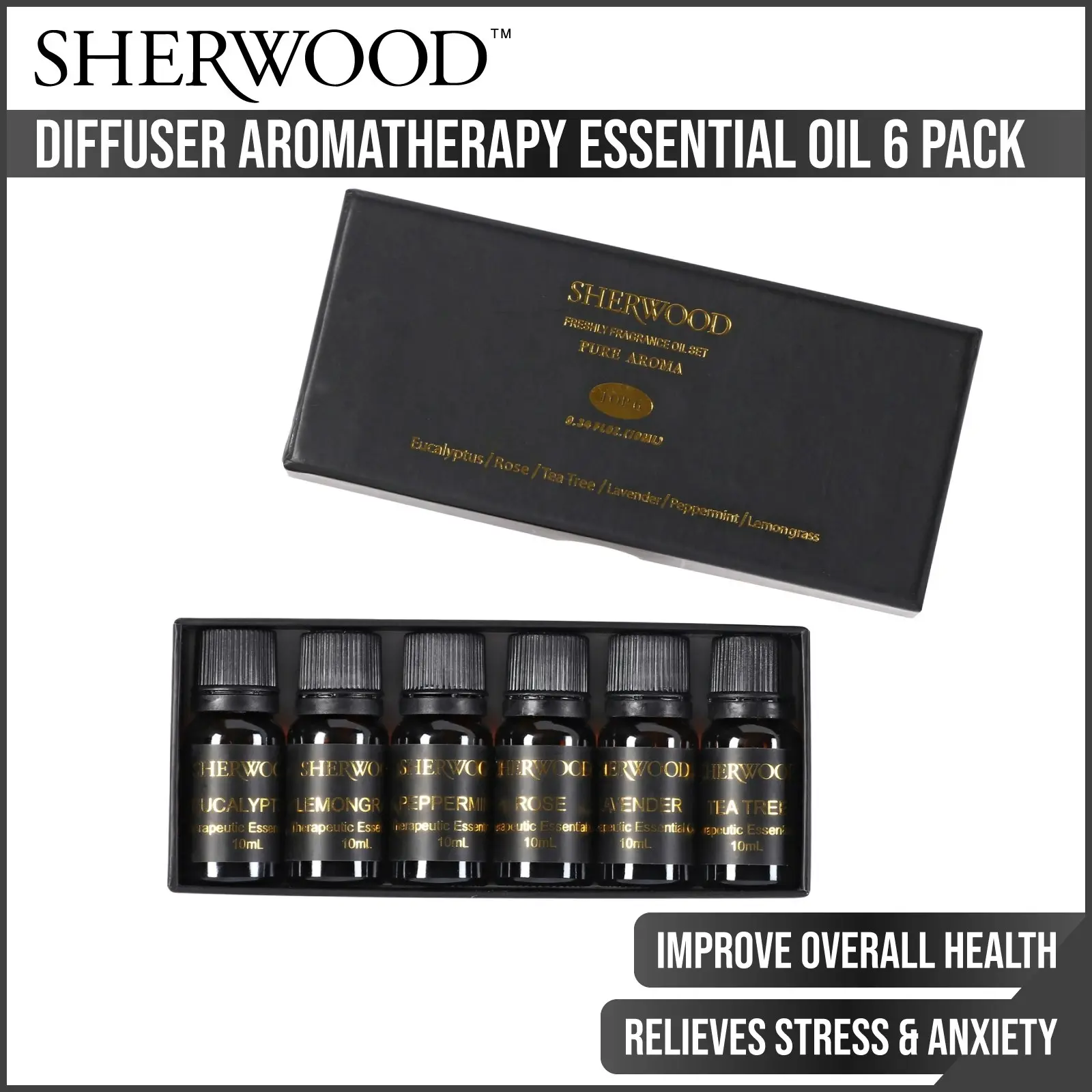 Sherwood Home Diffuser Aromatherapy Essential Oil 6 Pack For Diffuser/Humidifier X 10ML