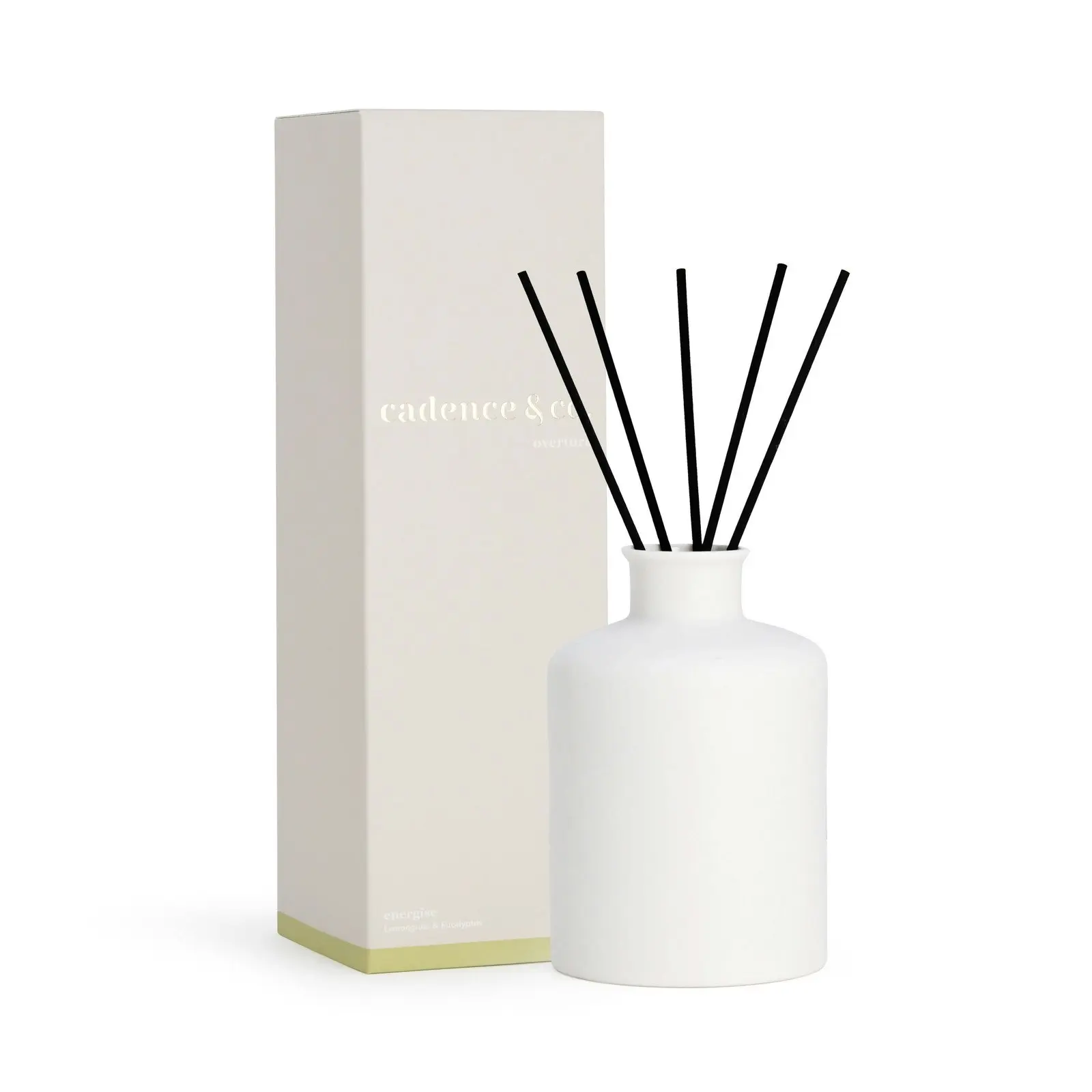 Cadence & Co Overture Reed Diffuser Energise: Lemongrass & Eucalyptus Natural Room Freshener w/ Essential Oils