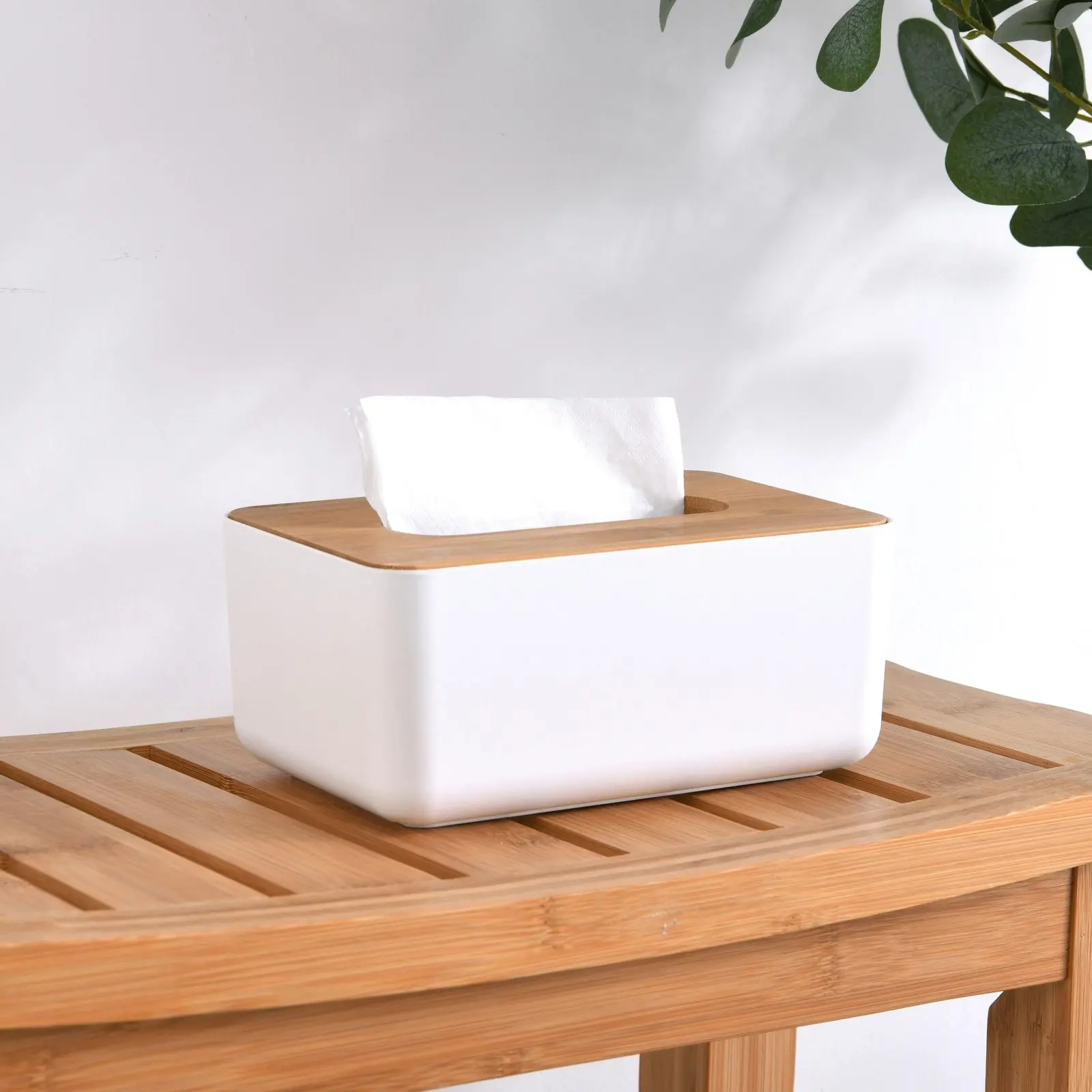 Takara Takae Natural Bamboo Tissue Box Small White