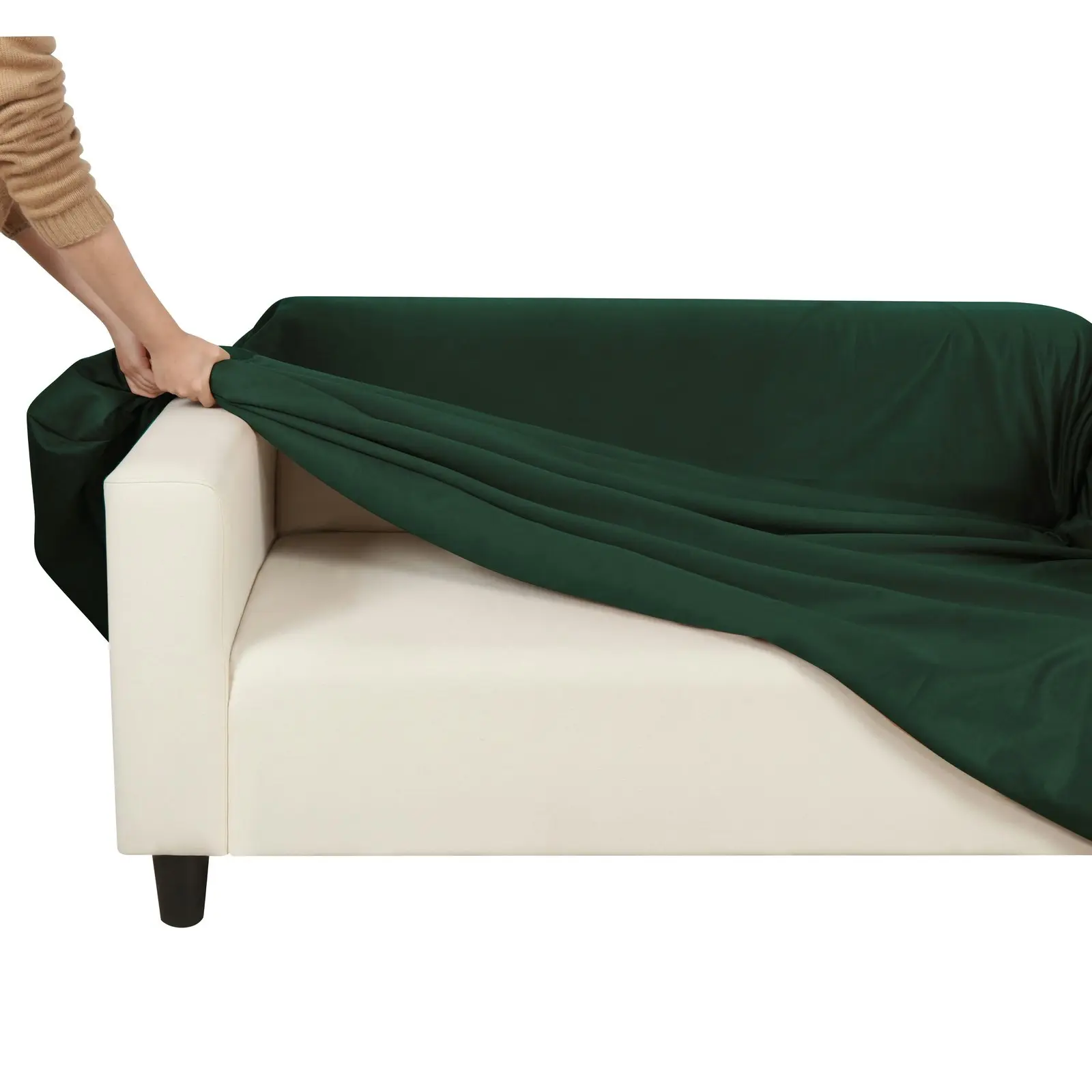 8000854 Premium Suede Sofa Cover Forest Green 3 Seater