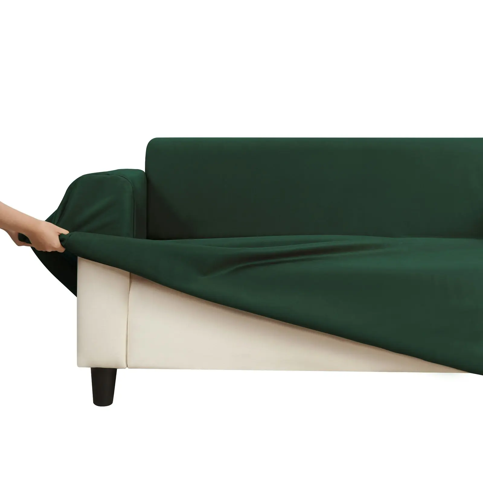 8000854 Premium Suede Sofa Cover Forest Green 3 Seater