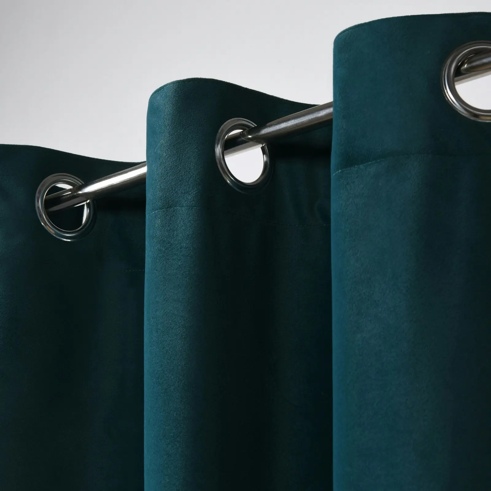 Cadence & Co. Byron Matte Velvet 100% Blockout Eyelet Curtains Twin Pack Deep Teal 135x223cm