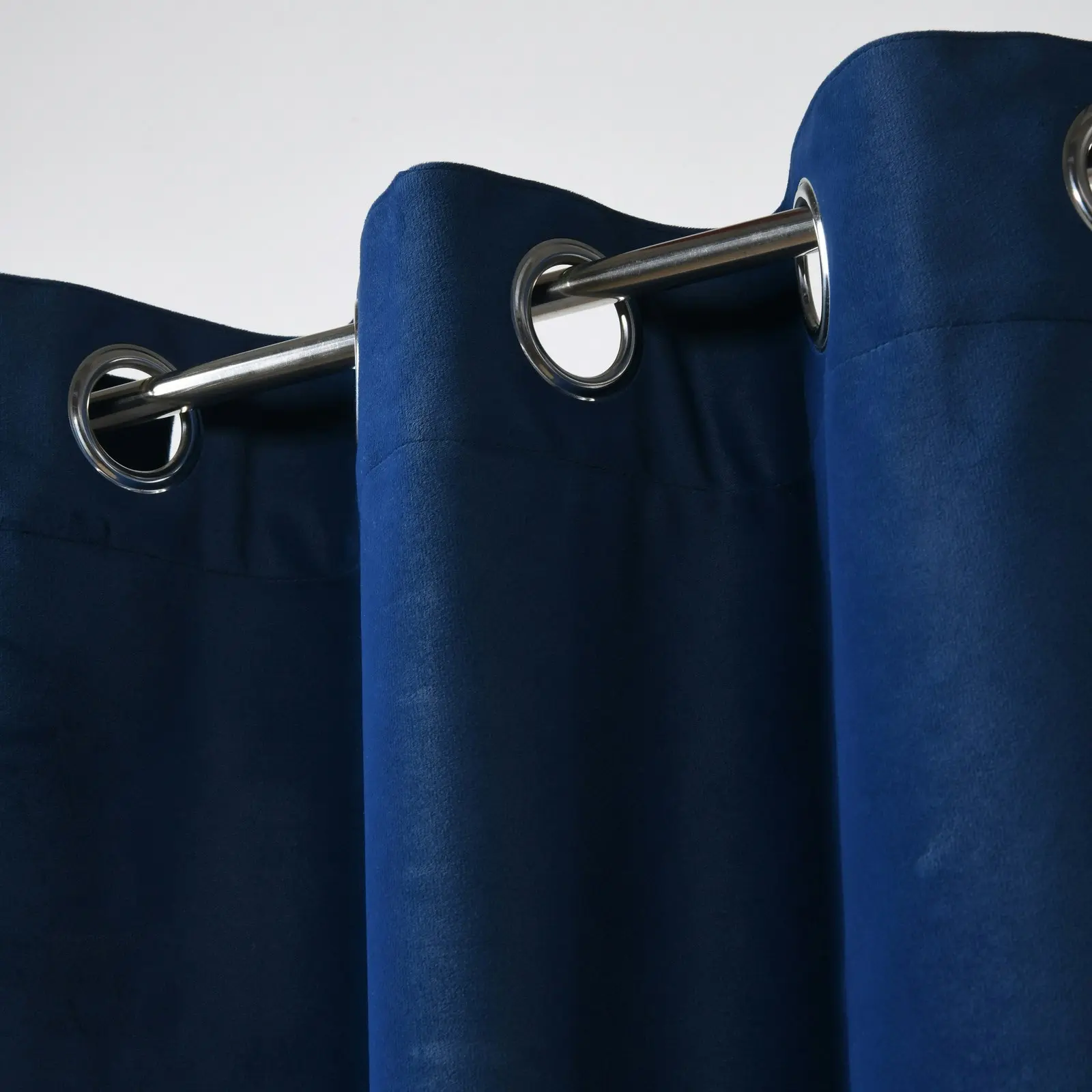 Cadence & Co. Byron Matte Velvet 100% Blockout Eyelet Curtains Twin Pack Ocean Blue 135x223cm