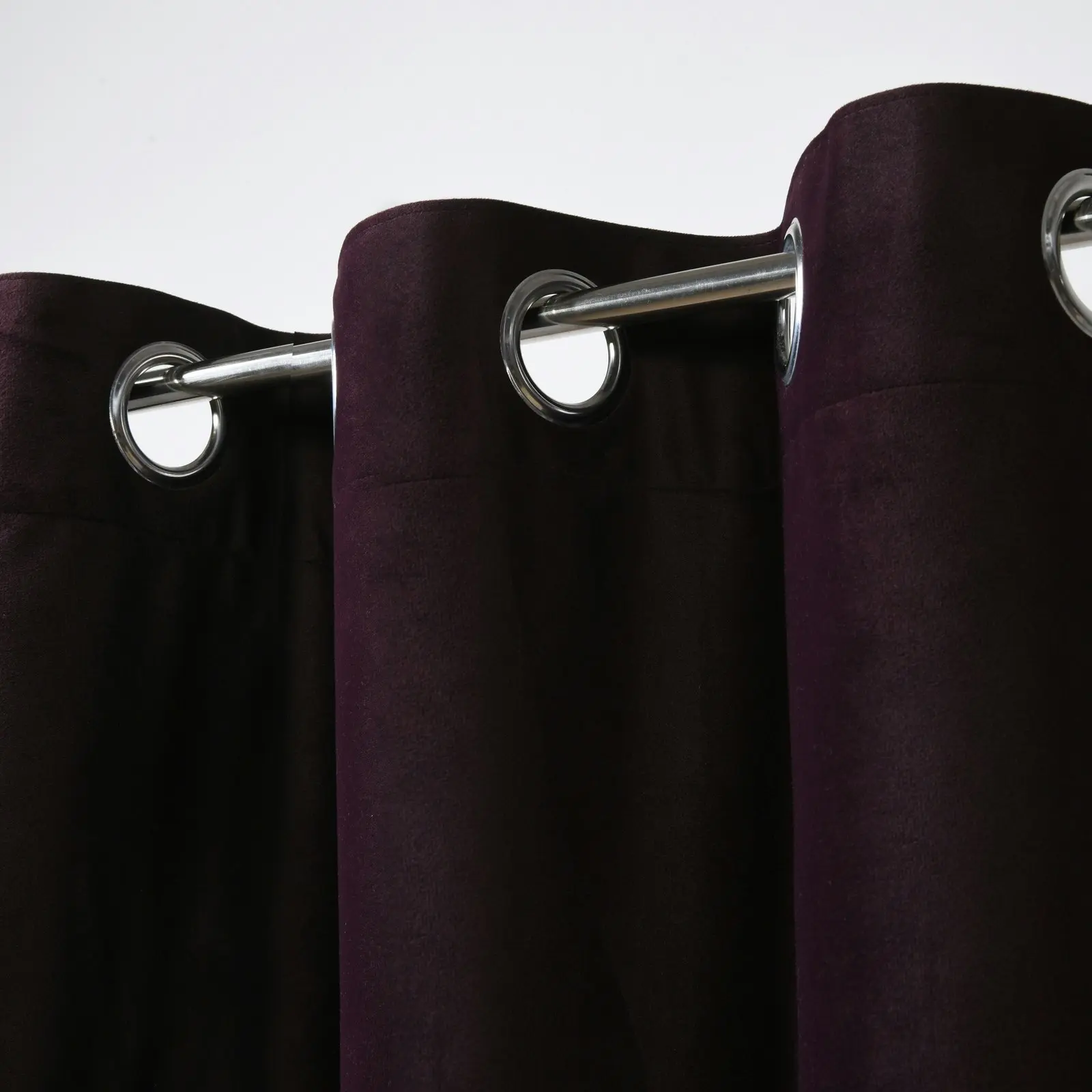 Cadence & Co. Byron Matte Velvet 100% Blockout Eyelet Curtains Twin Pack Aubergine 135x223cm