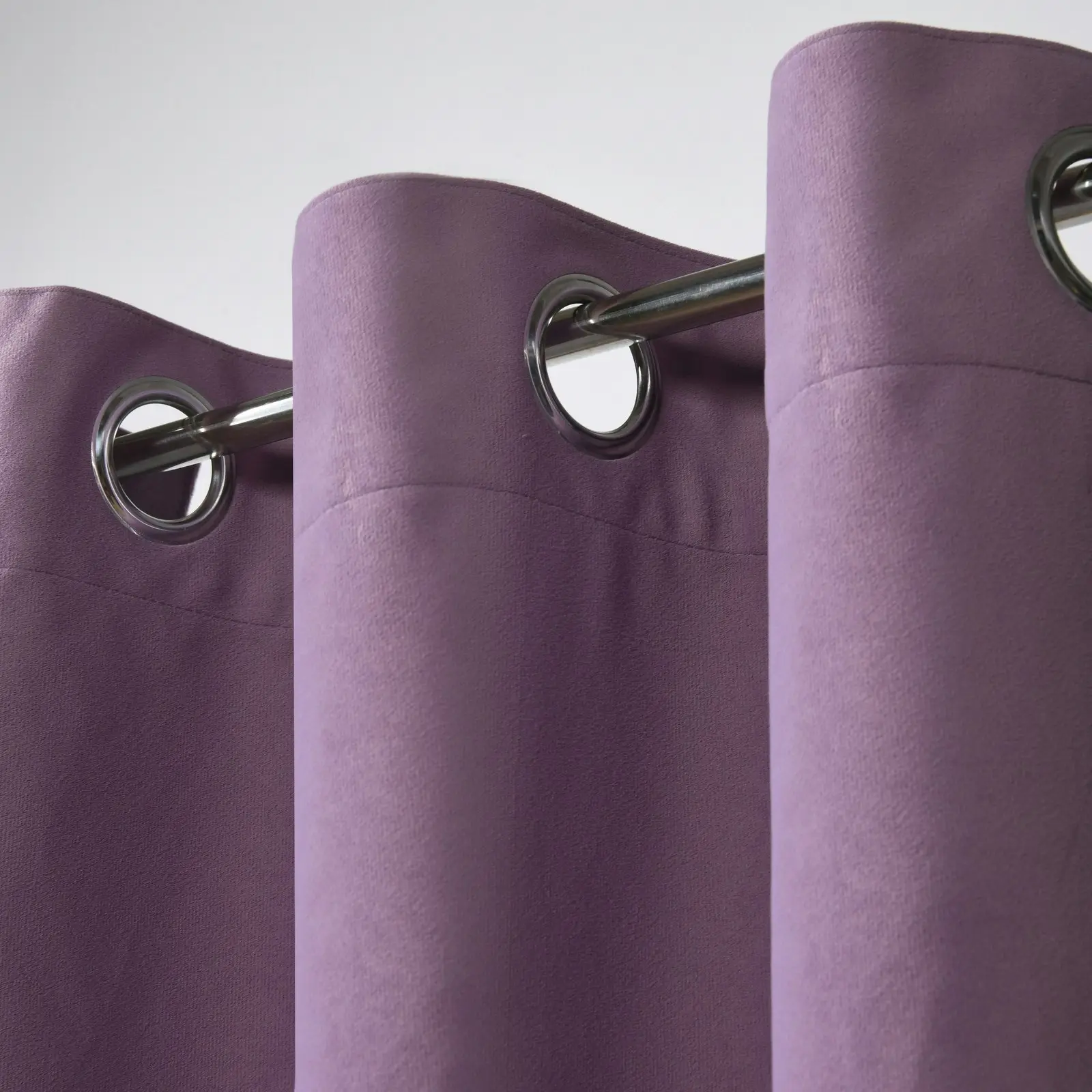 Cadence & Co Byron Matte Velvet 100% Blockout Eyelet Curtains Twin Pack Lilac 180x223cm