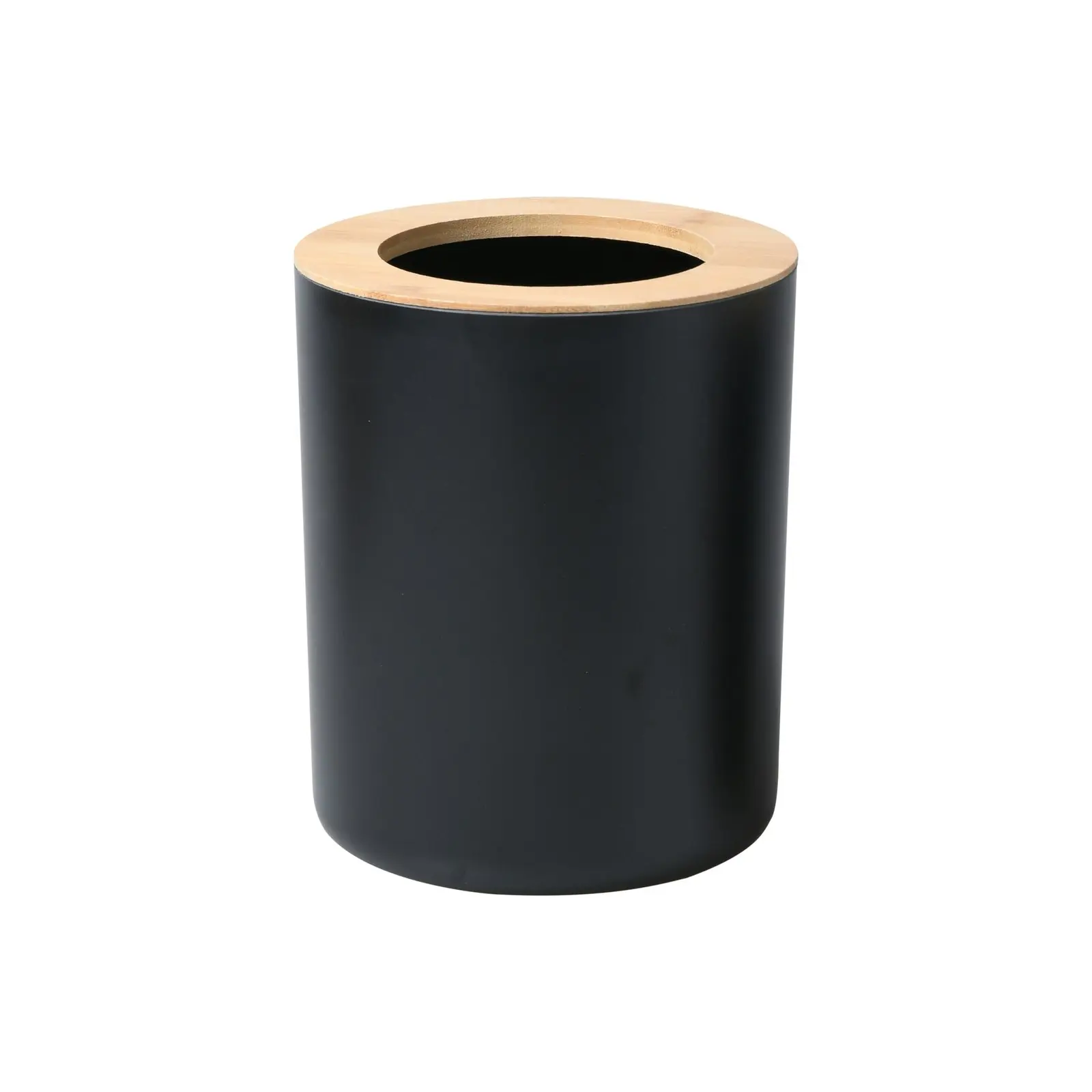 Takara Takae Bathroom Accessory Set 2-Piece Bamboo Toilet Brusher and Rubbish Bin Black