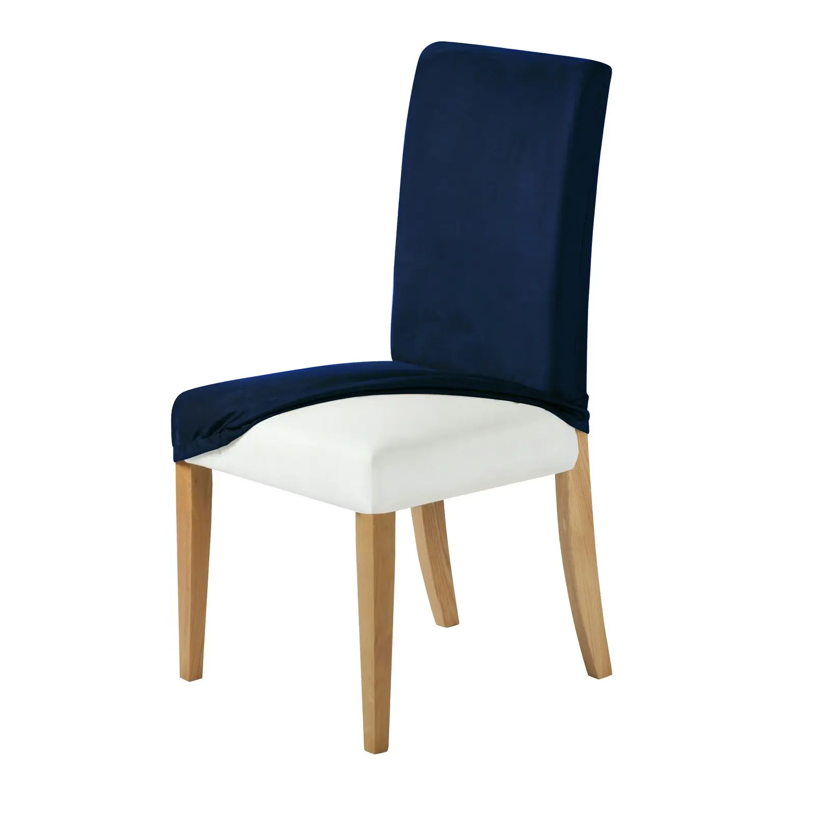 Sherwood Premium Faux Suede Dining Chair Cover Dark Blue 1 seater