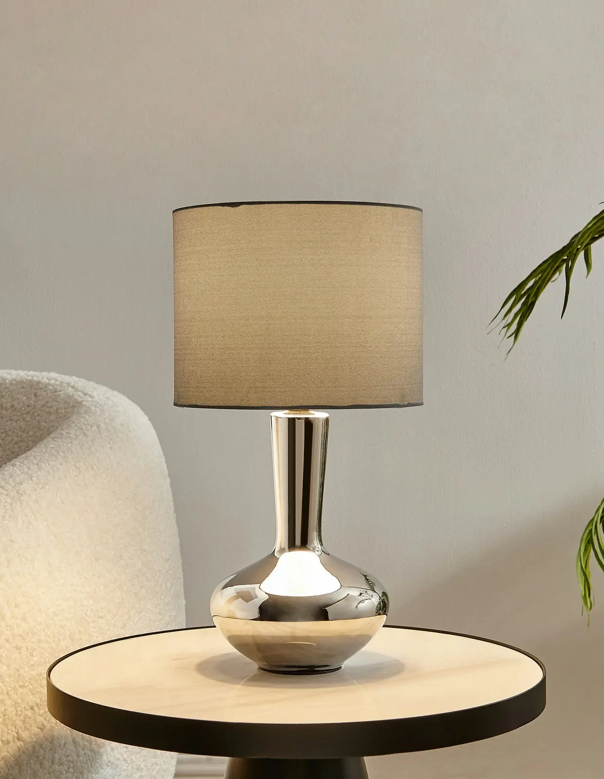 Sherwood Lighting Istanbul Bedside Table Lamp Polished Charcoal