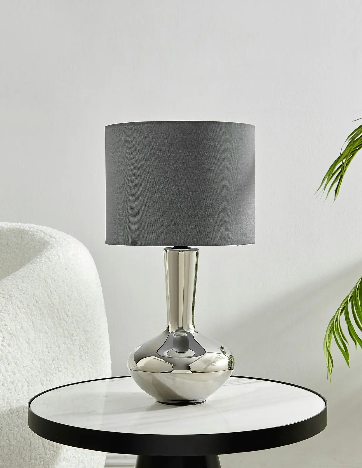 Sherwood Lighting Istanbul Bedside Table Lamp Polished Charcoal