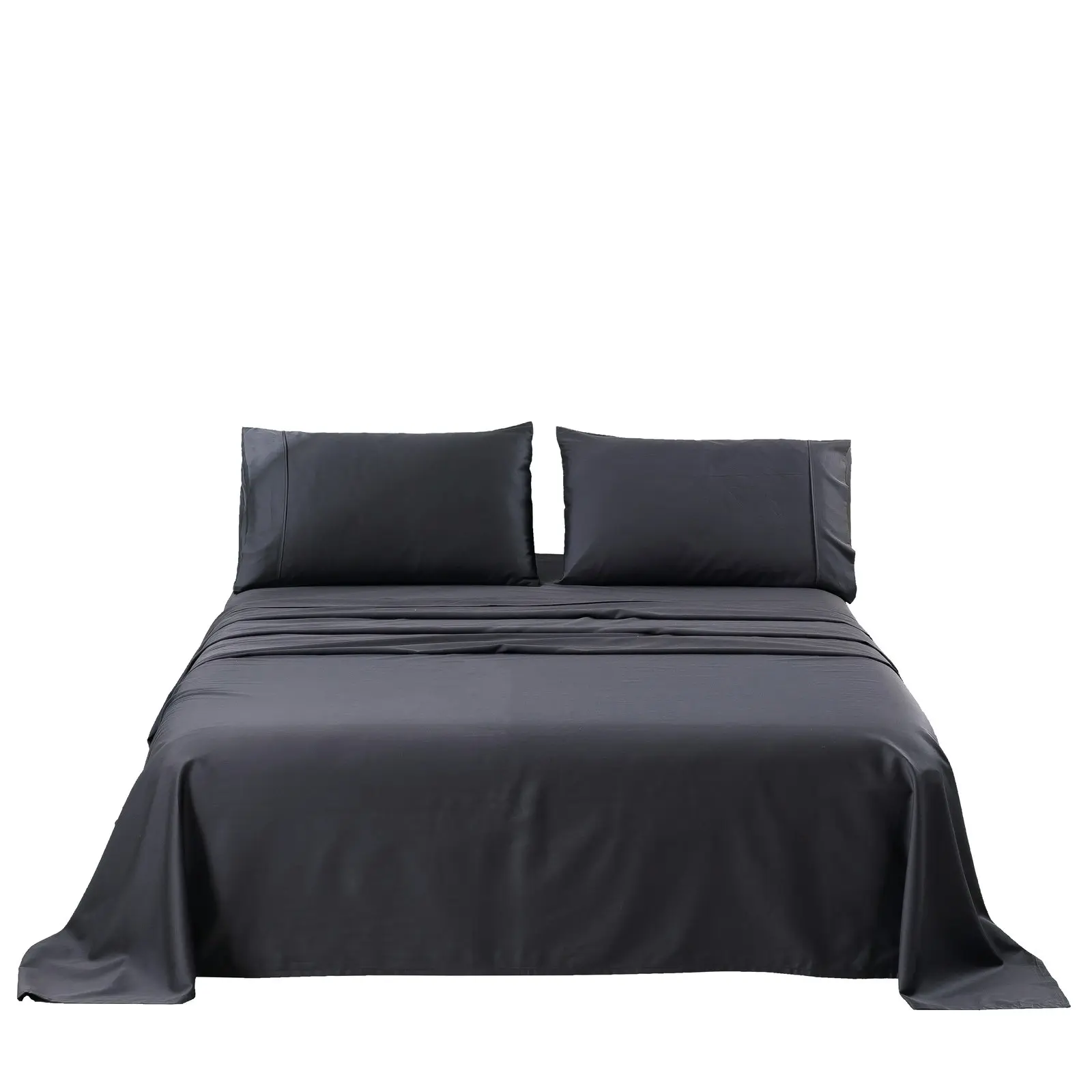 Serene 400TC Bamboo Cotton Blend Sateen Sheet Set CHARCOAL Single Bed