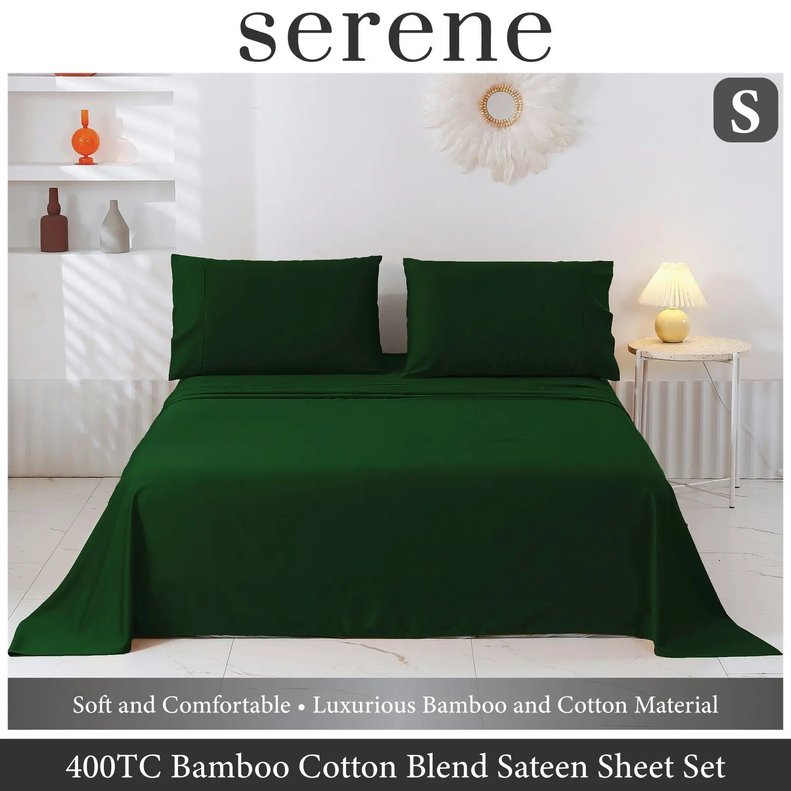 Serene 400TC Bamboo Cotton Blend Sateen Sheet Set EDEN Single Bed