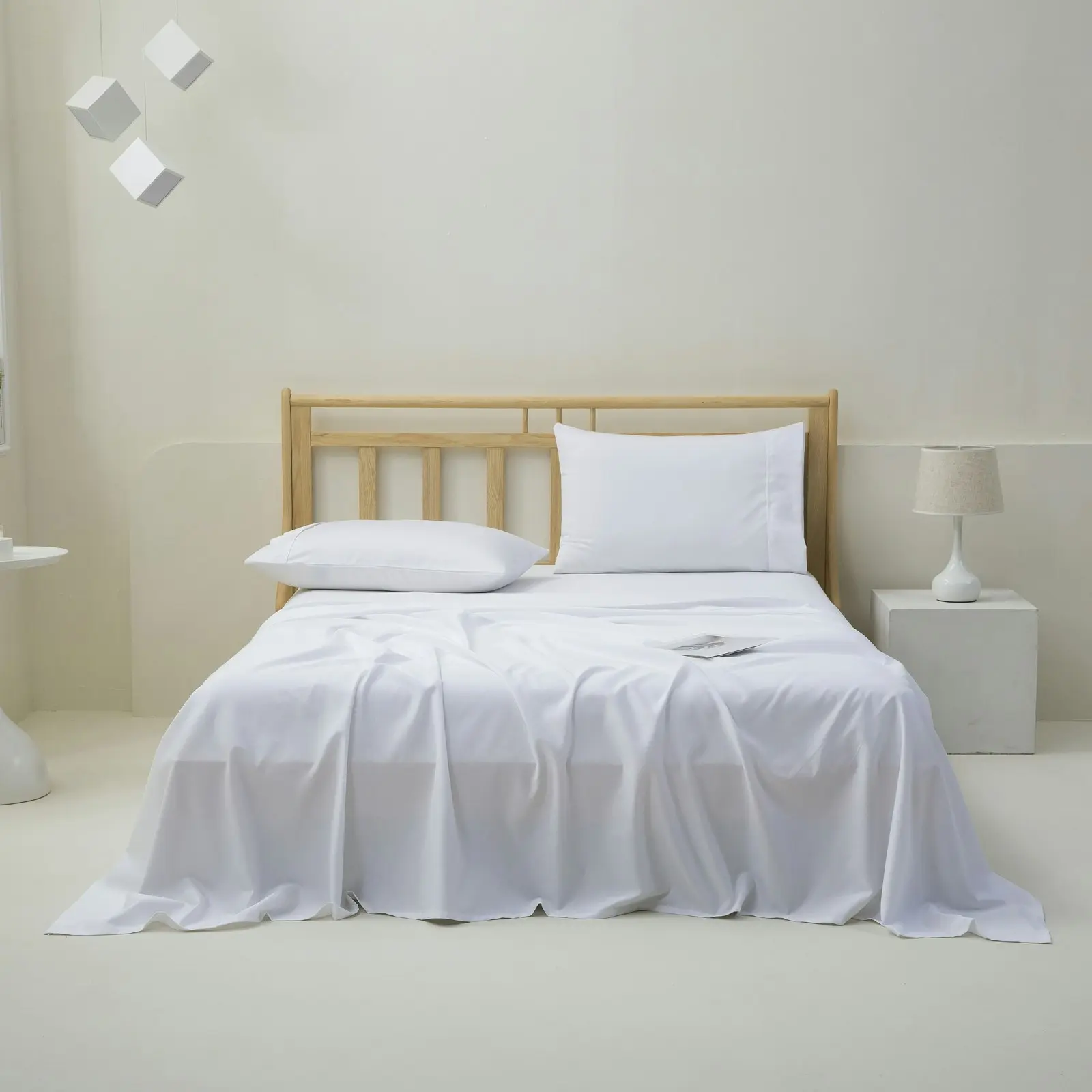 Dreamaker 1500TC Cotton Rich Sateen Sheet Set White King Bed