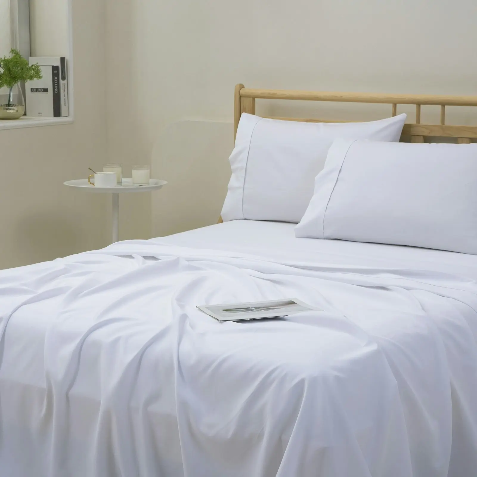 Dreamaker 1500TC Cotton Rich Sateen Sheet Set White King Bed