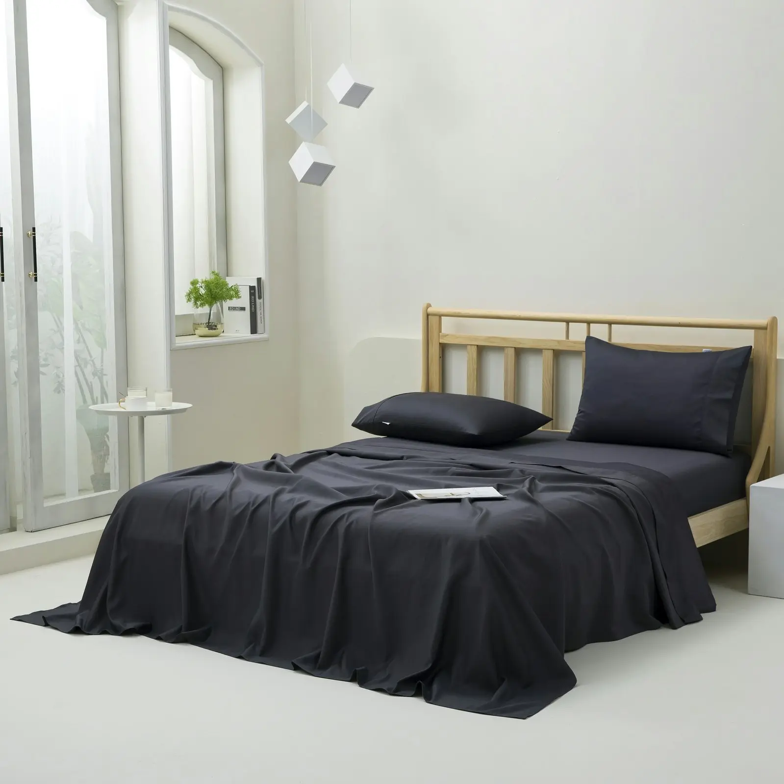 Dreamaker 1500TC Cotton Rich Sateen Sheet Set Charcoal King Bed