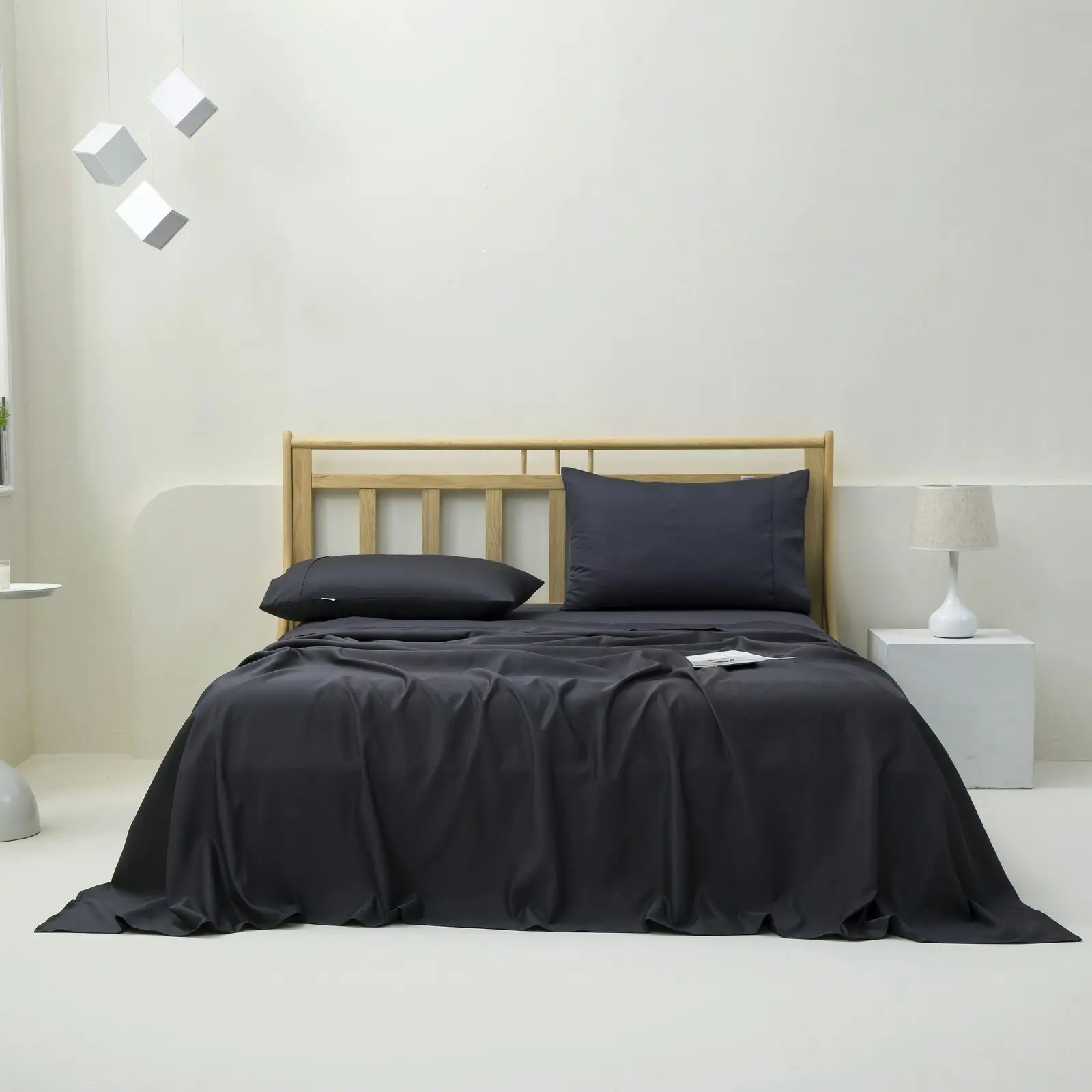 Dreamaker 1500TC Cotton Rich Sateen Sheet Set Charcoal King Bed