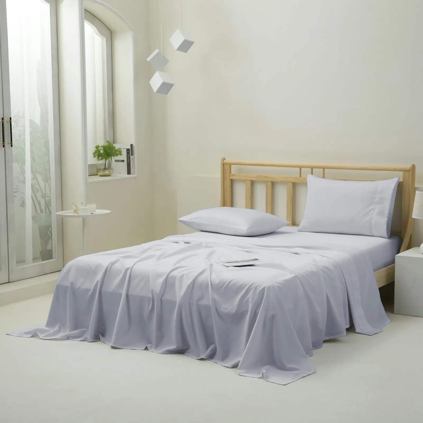 Dreamaker 1500TC Cotton Rich Sateen Sheet Set Dove Grey King Bed