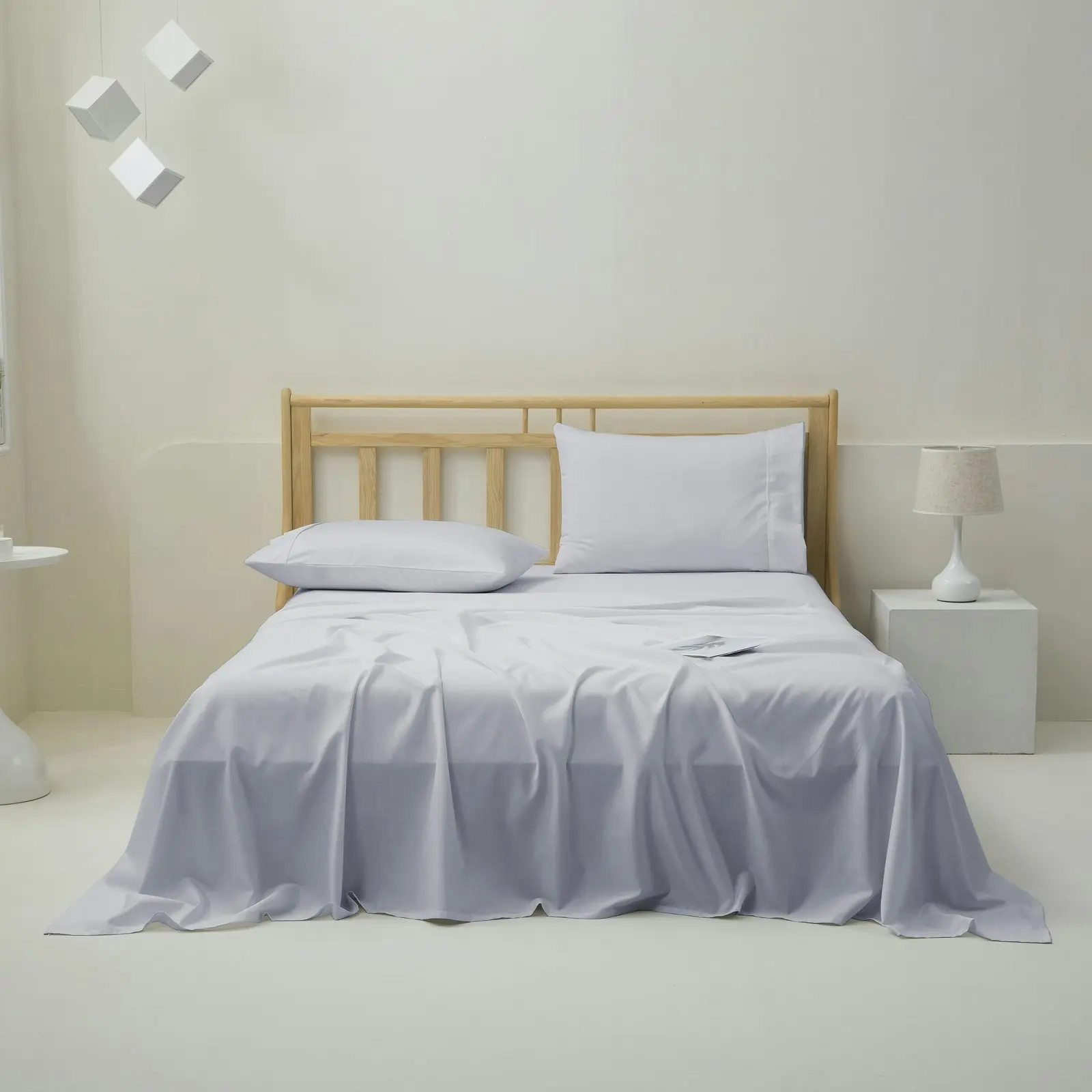 Dreamaker 1500TC Cotton Rich Sateen Sheet Set Dove Grey King Bed