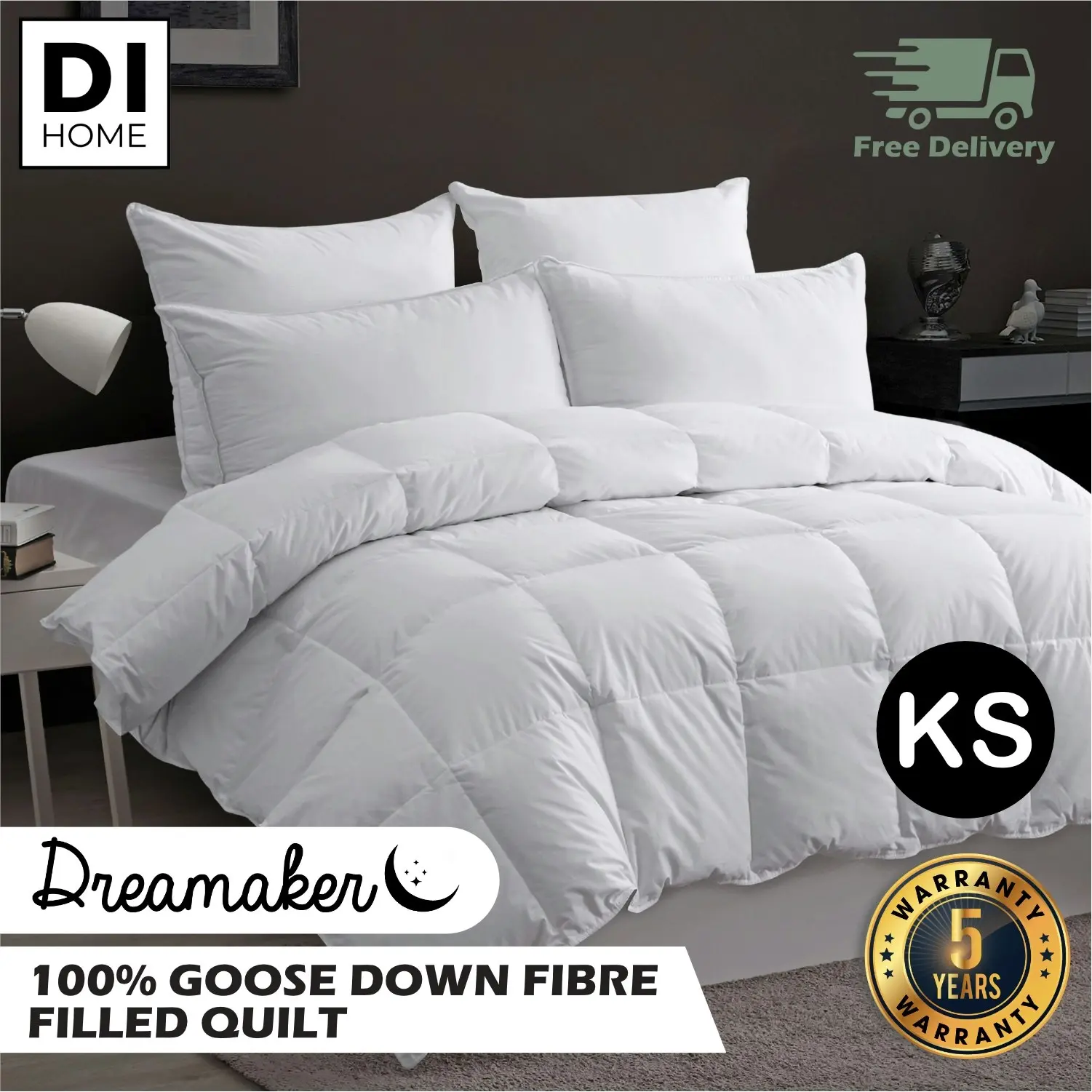 Dreamaker 100% Goose Down Fibre Quilt King Single Bed