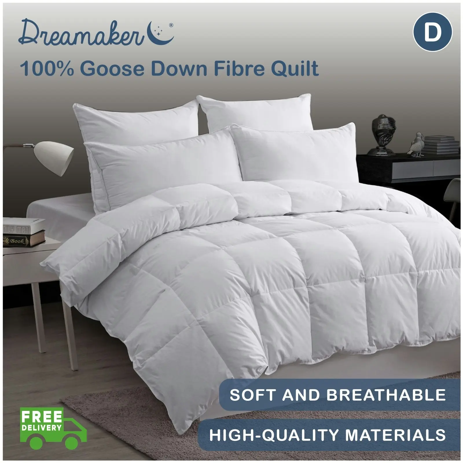 Dreamaker 100% Goose Down Fibre Quilt King Single Bed