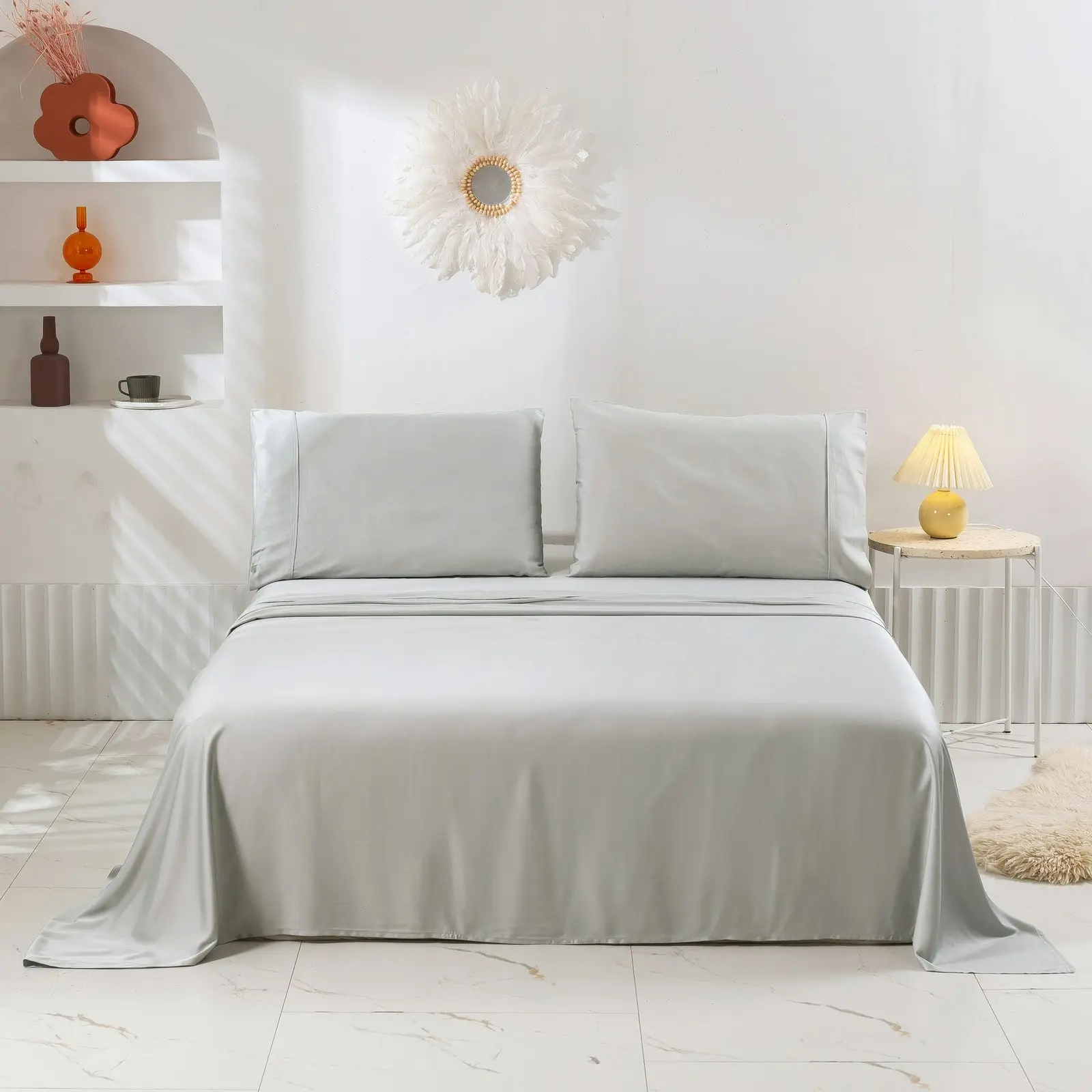 Natural Home Bamboo Sheet Set Dove Grey King Single Bed