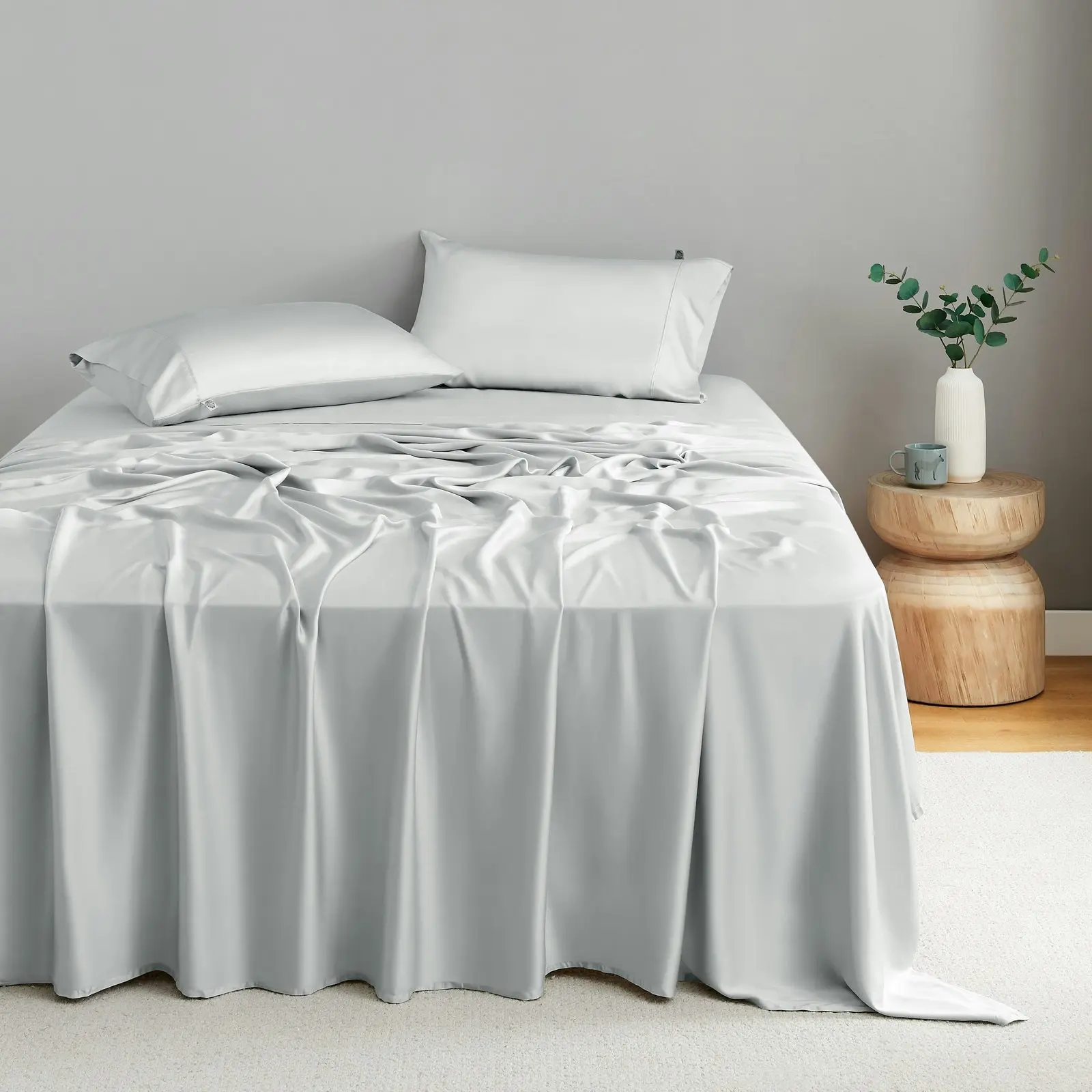 Natural Home Bamboo Sheet Set Dove Grey King Single Bed