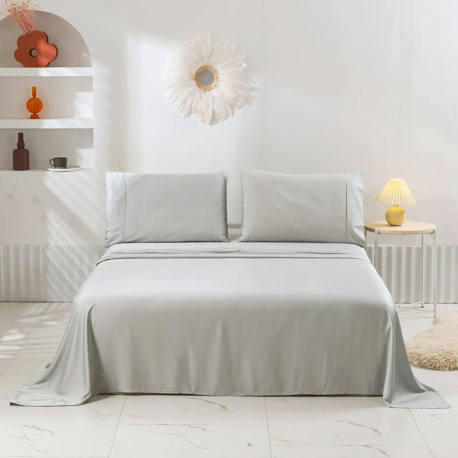 Natural Home Bamboo Sheet Set Dove Grey King Single Bed