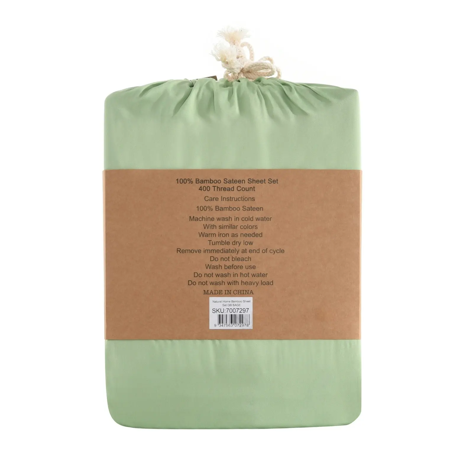 Natural Home Bamboo Sheet Set Sage King Single Bed