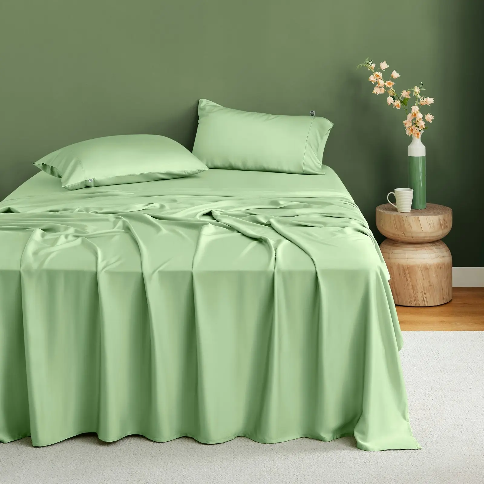 Natural Home Bamboo Sheet Set Sage King Single Bed