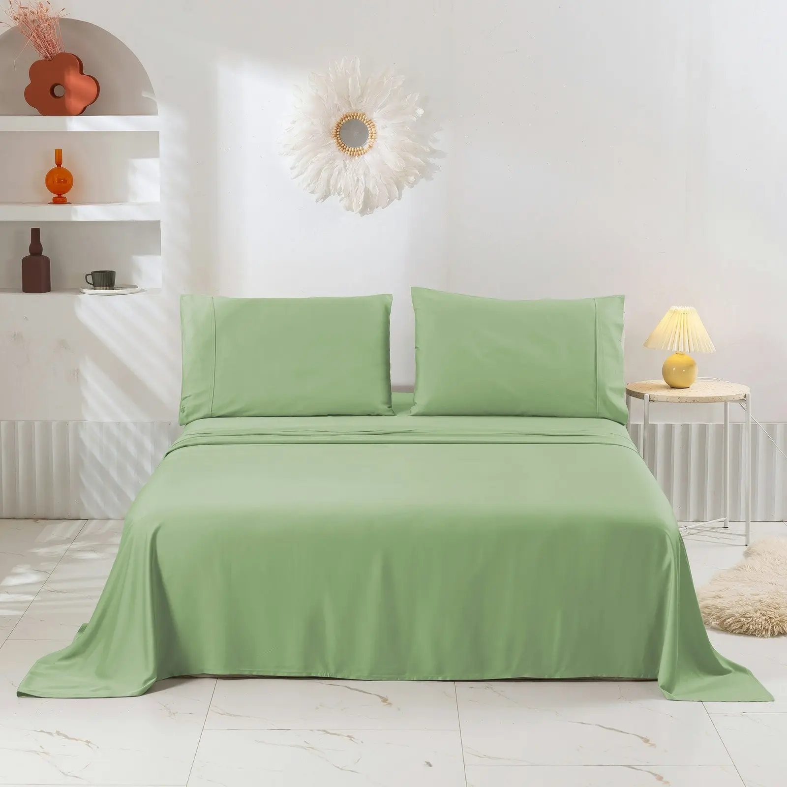 Natural Home Bamboo Sheet Set Sage King Single Bed