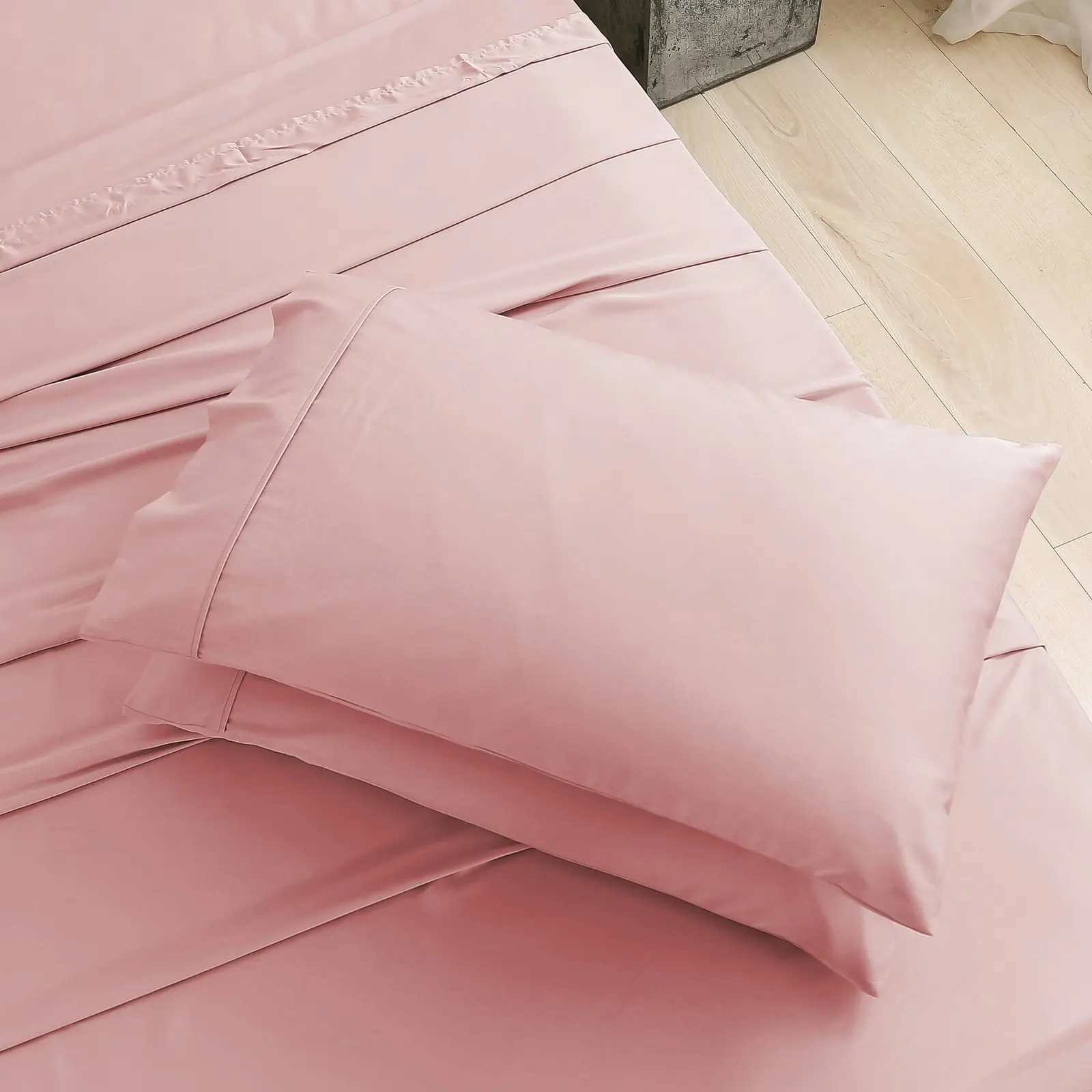 Natural Home Bamboo Sheet Set Blush Pink King Single Bed