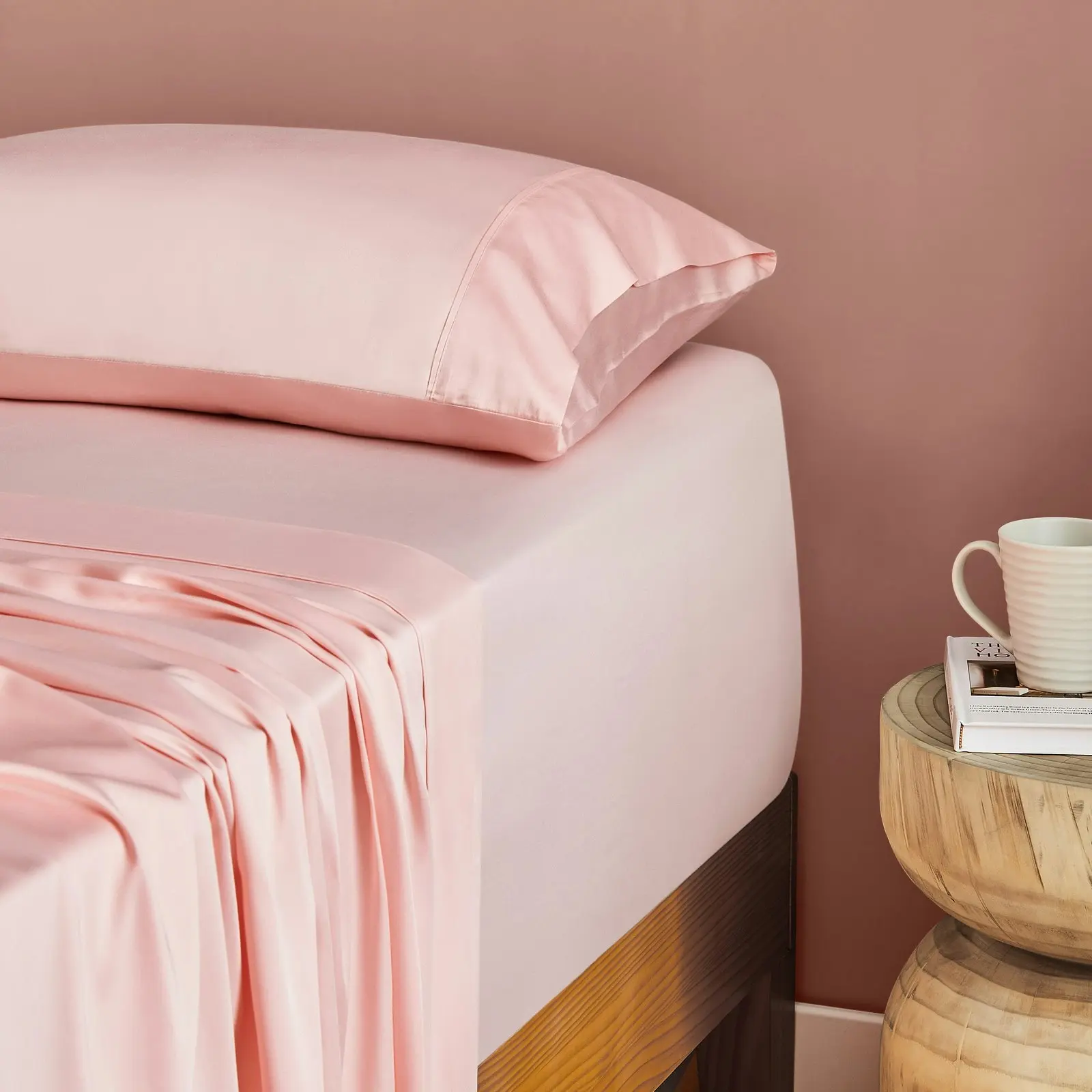 Natural Home Bamboo Sheet Set Blush Pink King Single Bed