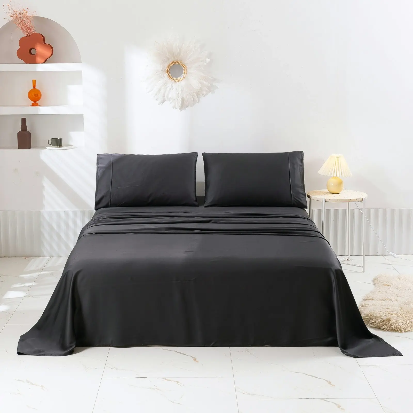 Natural Home Bamboo Sheet Set Charcoal Double Bed