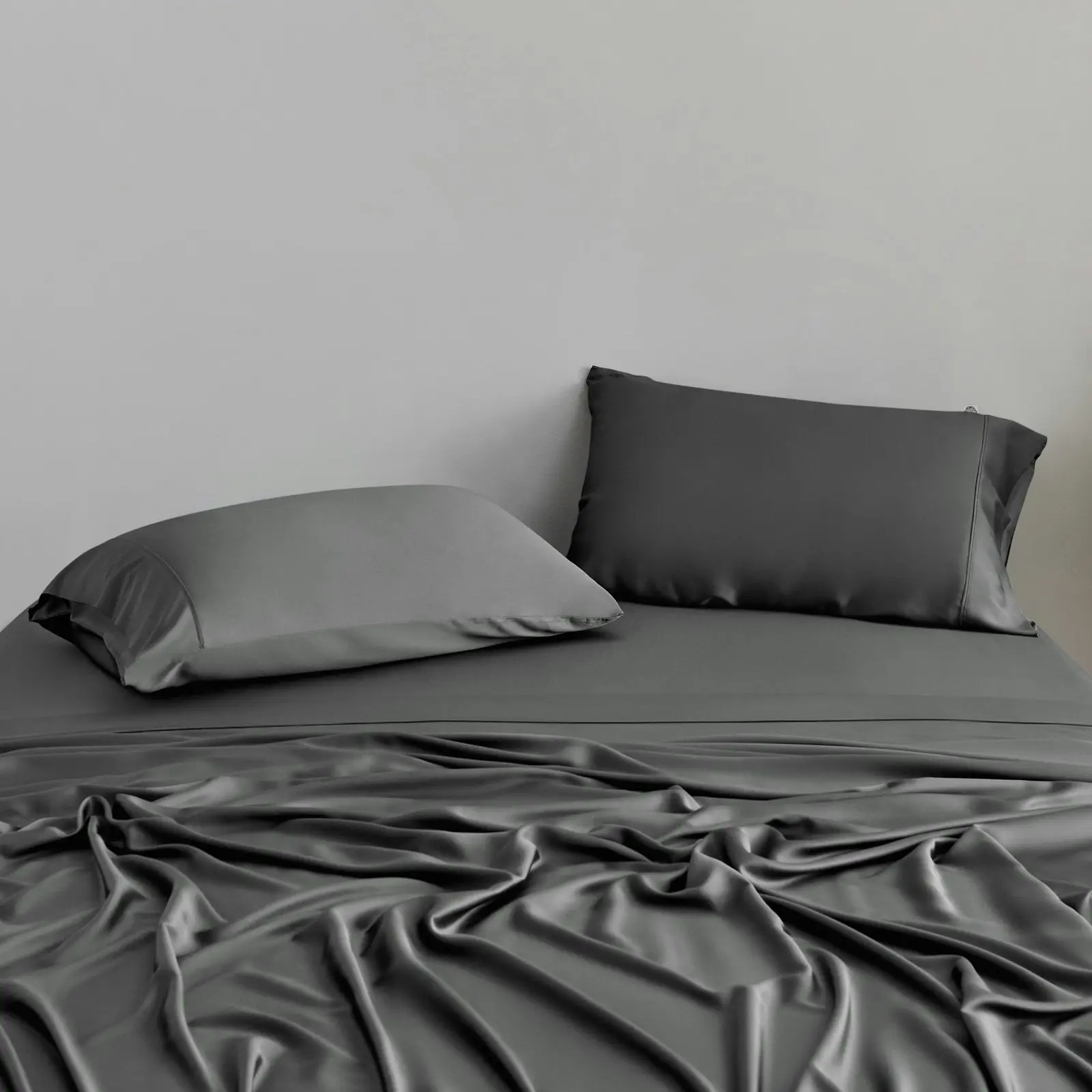 Natural Home Bamboo Sheet Set Charcoal Queen Bed