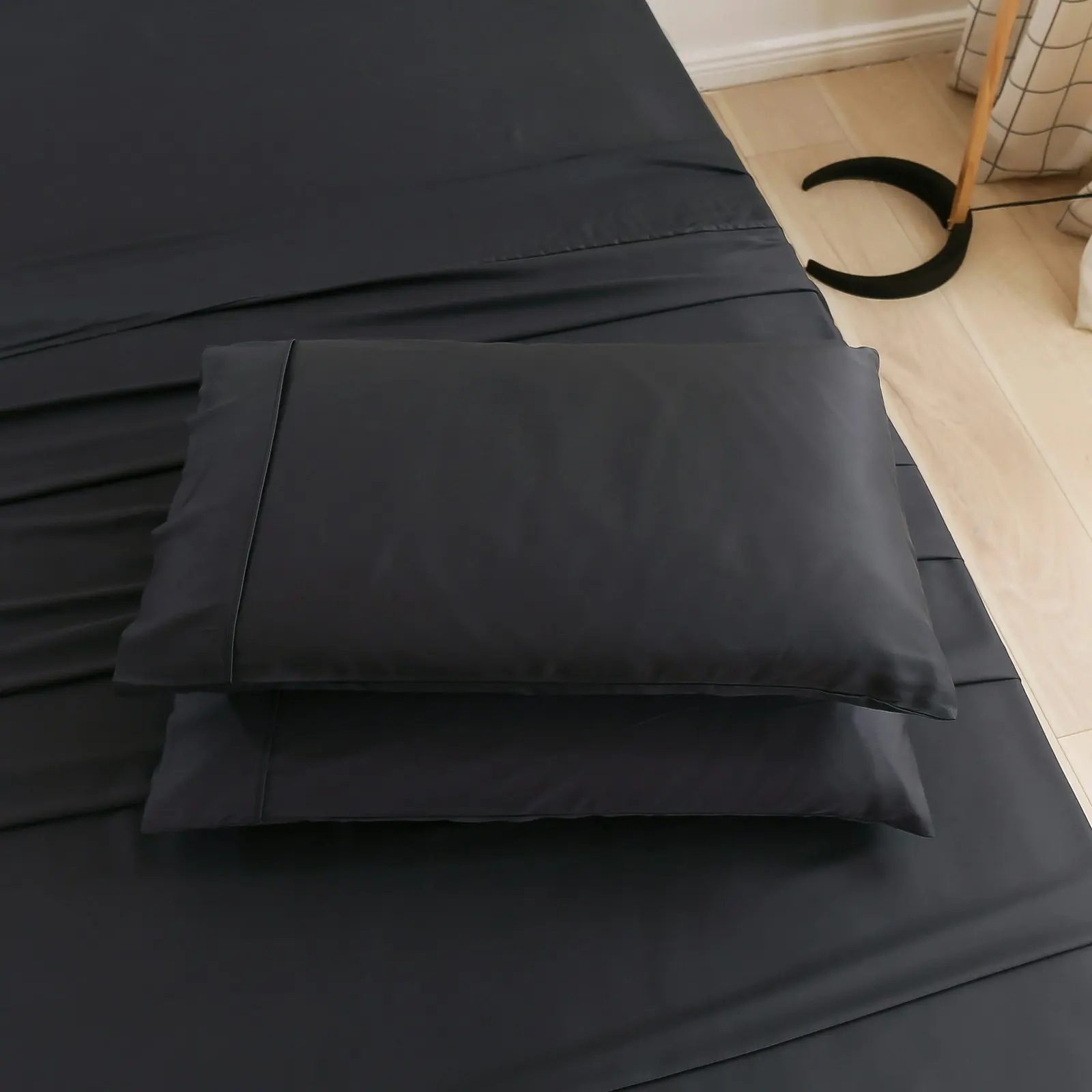 Natural Home Bamboo Sheet Set Charcoal Queen Bed