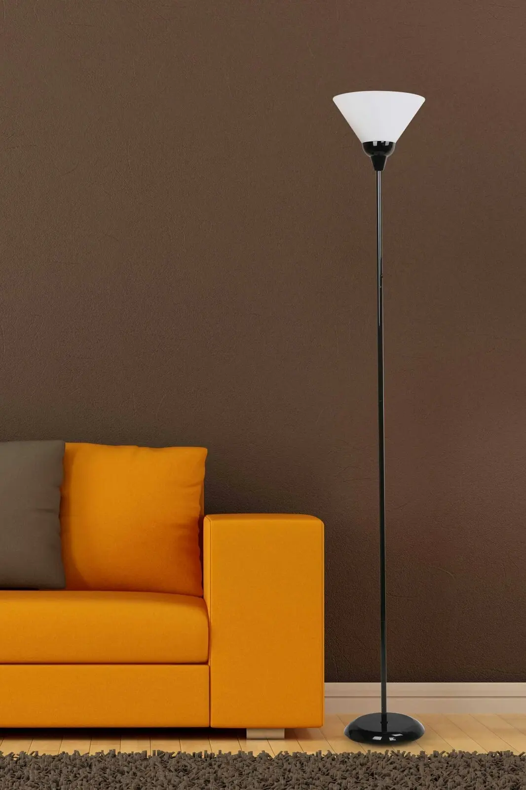 Sherwood Lighting Free Standing Uplighter Floor Lamp Black and White